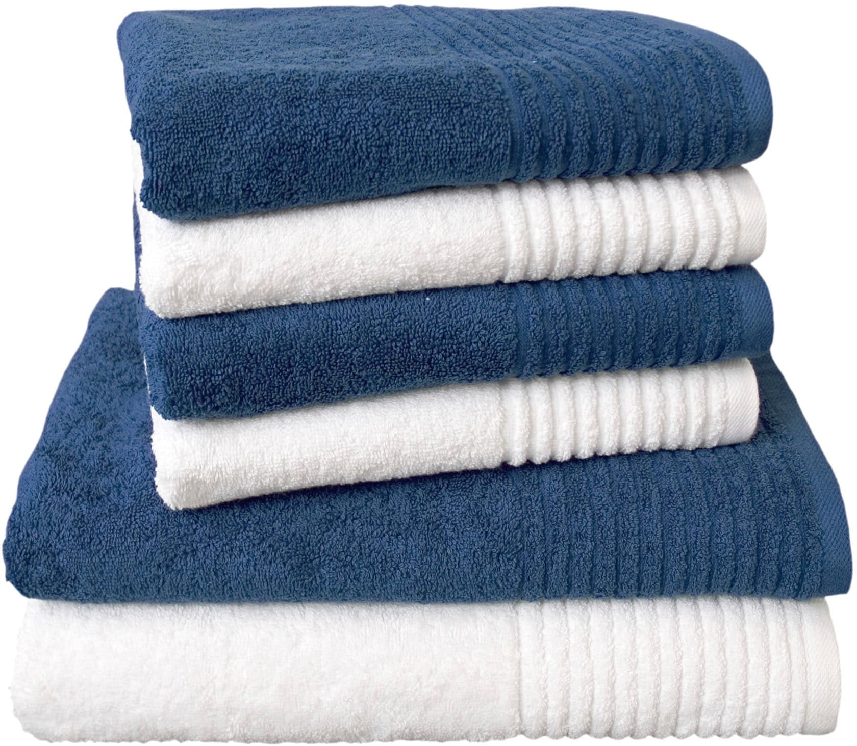 Dyckhoff Handtuch Set »Brillant«, Set, 6 tlg., Walkfrottee, mit Streifenbordüre;4 Handtücher (50x100cm), 2 Duschtücher (70x140cm)
