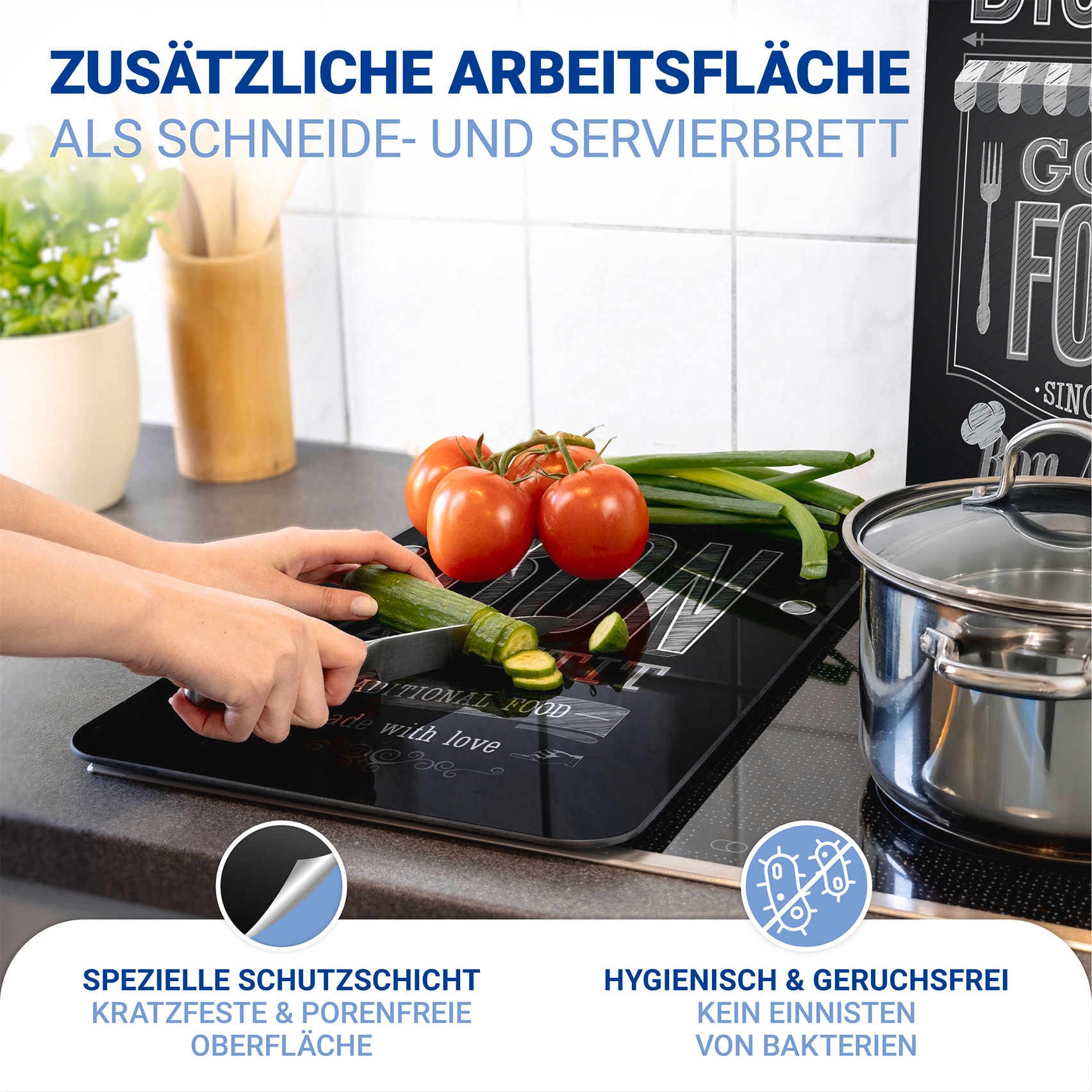 WENKO Herd-Abdeckplatte »Universal Modell Bon Appetit« Herdabdeckung für alle Herdarten, kratzfest, mit rutschfesten Füßen