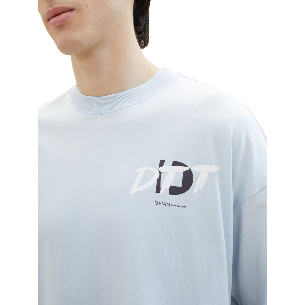 TOM TAILOR Denim Print-Shirt, Oversize und mit Print vorne und Rückenprint