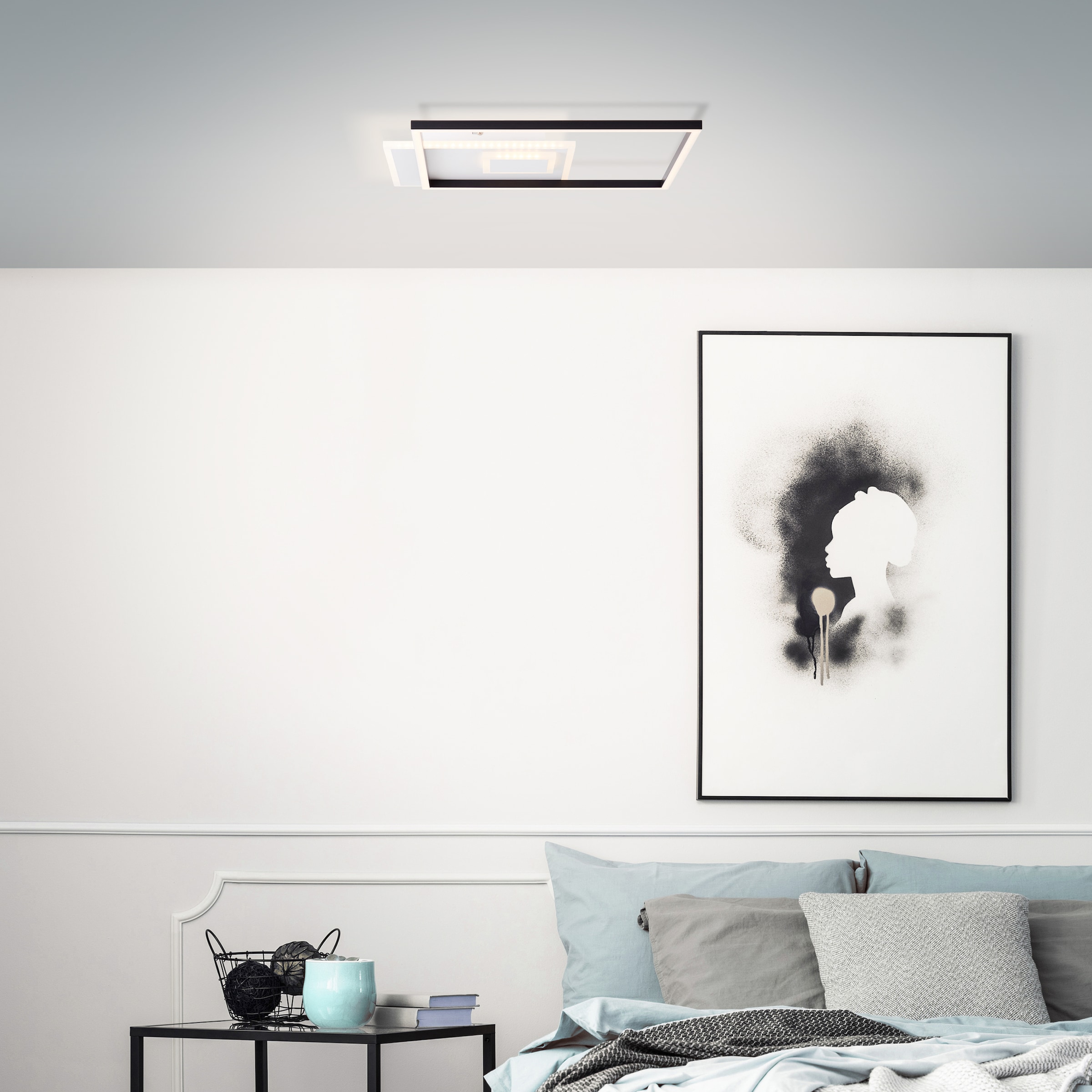 Brilliant LED Deckenleuchte »Iorgo« Warmweiß 43 x 43 cm, 4300 lm, Metall/Kunststoff, schwarz/weiß