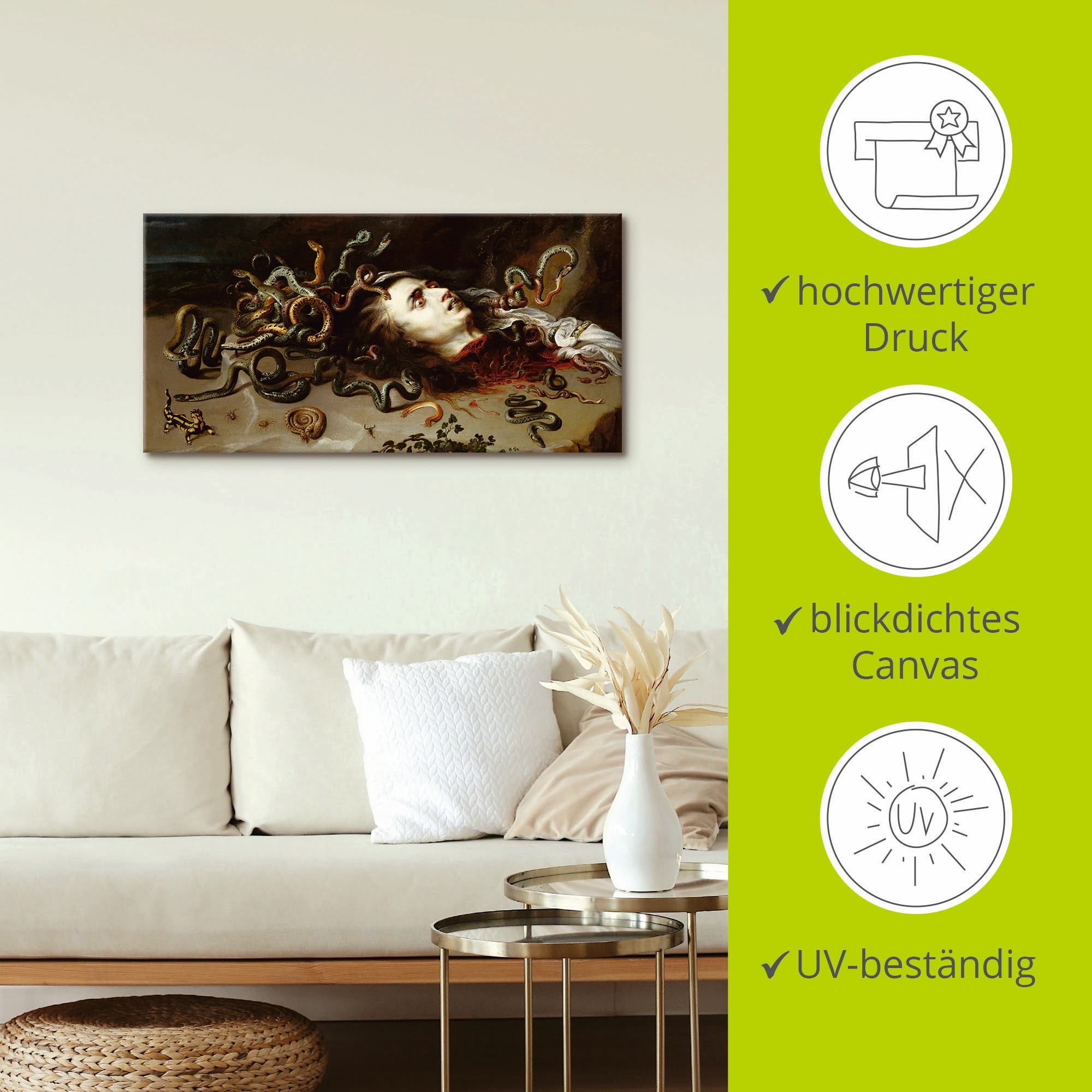 Artland Wandbild »Das Haupt der Medusa«, klassische Fantasie, (1 St.), als Leinwandbild, Poster in verschied. Größen
