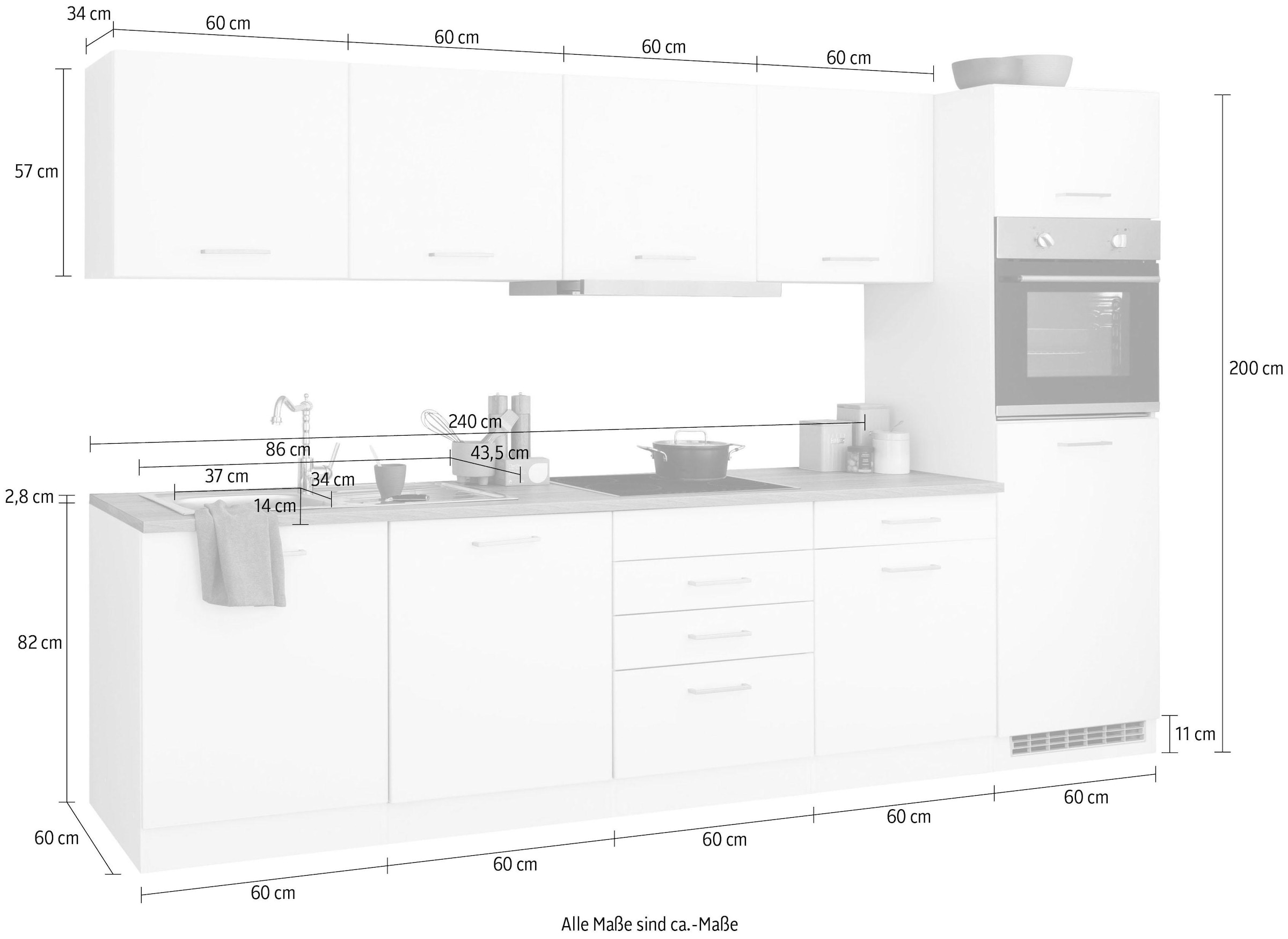HELD MÖBEL Küchenzeile »Visby«, mit E-Geräten, Breite 300 cm inkl.  Kühlschrank und Geschirrspüler auf Rechnung bestellen