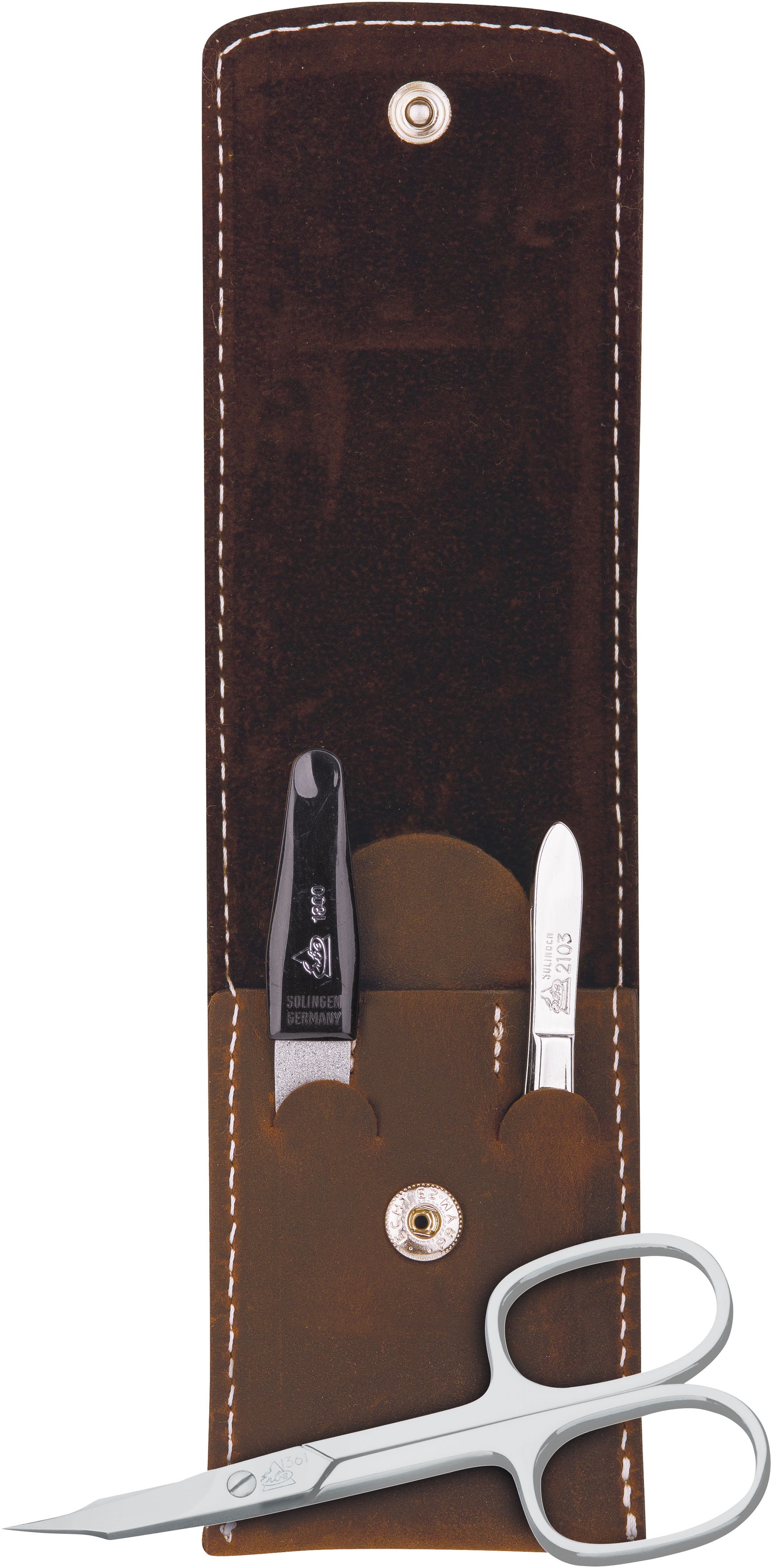 ERBE Maniküre-Etui »ERBE Maniküre Set Taschen-Etui, Serie "Mountain Bear", braun, 3-tlg.« Echtleder, Hergestellt in Solingen/Deutschland