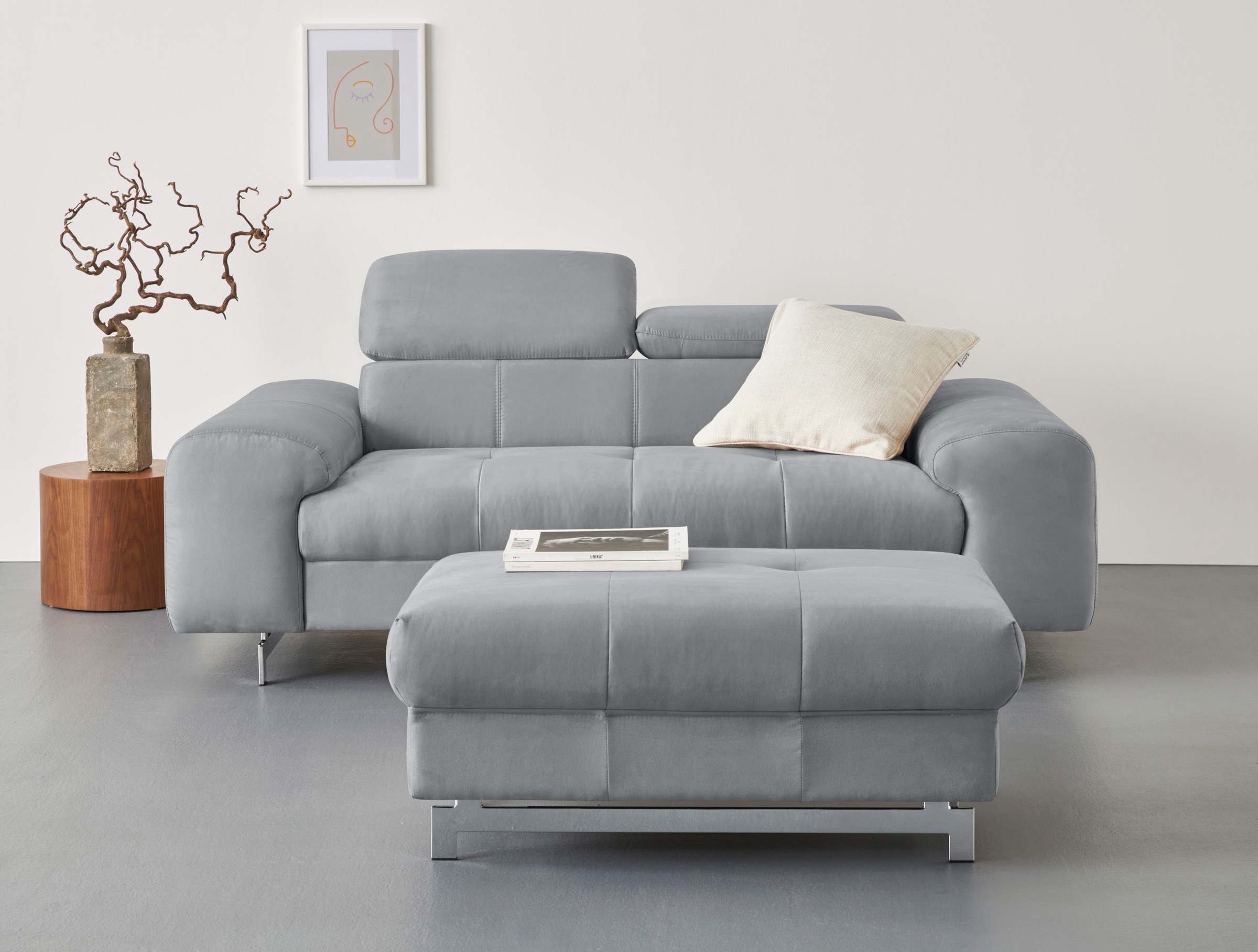 COTTA 2-Sitzer »Chef«, Big-Sofa mit Kopfteilverstellung, edle Metallkufen