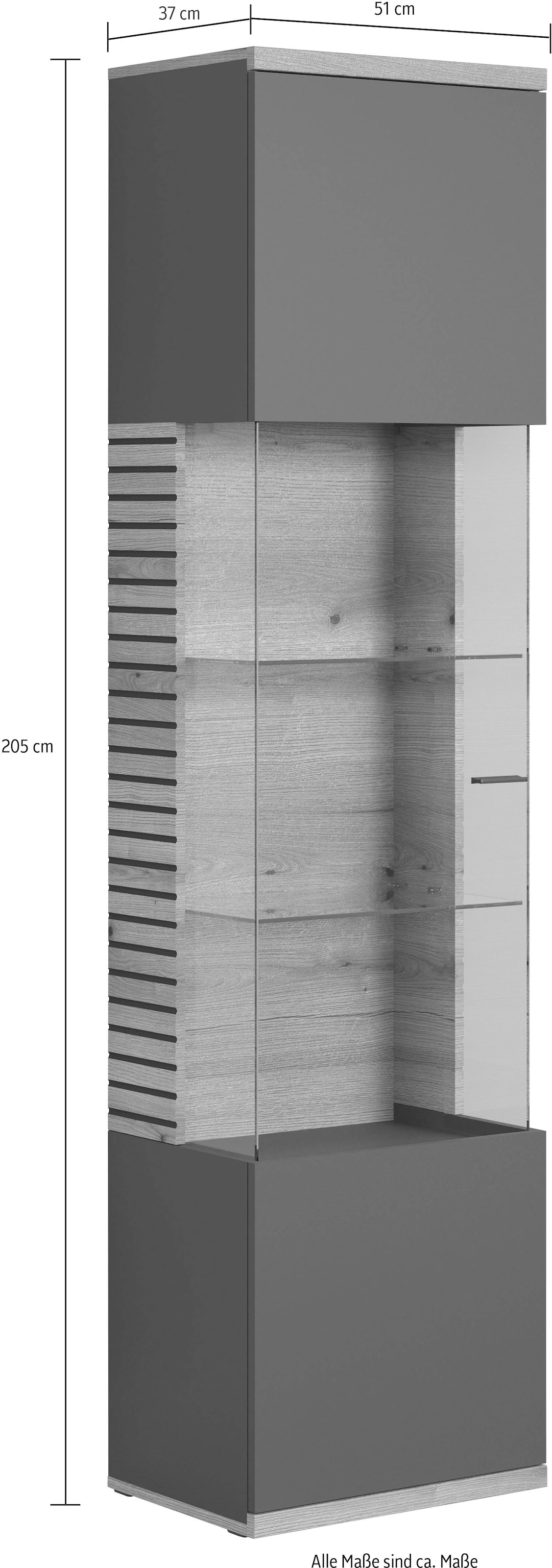 INOSIGN Vitrine »Galway« Wohnzimmervitrine in Rillenoptik und großzügiger Präsentationfläche