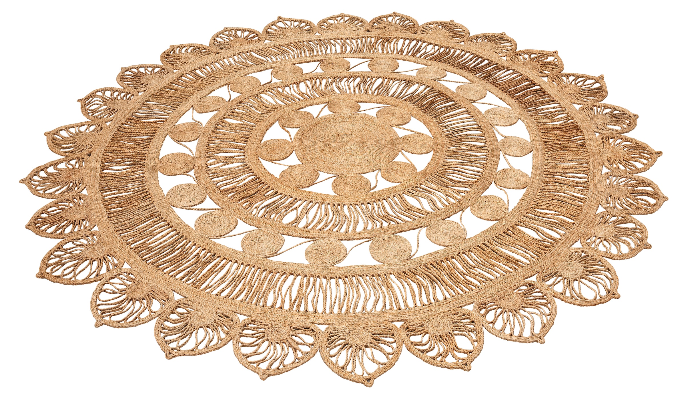 my home Teppich »Naturala, Jute-Teppich, handgefertigt«, rund, 5 mm Höhe, reines Naturprodukt, Jute, Boho, Wendeteppich, Wohnzimmer, Esszimmer