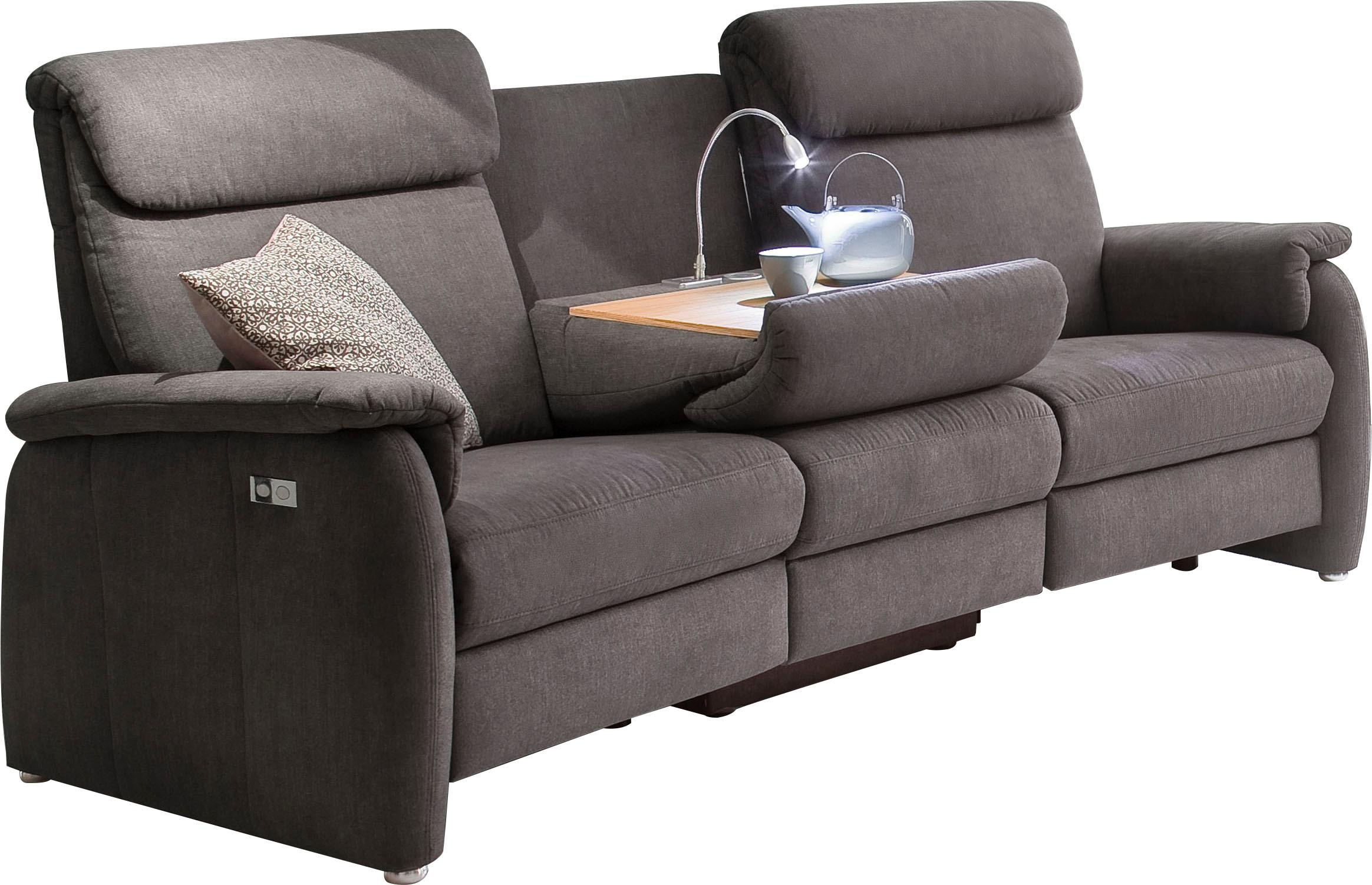 Home affaire Sofa »Turin«, mit motorischer Relaxfunktion, Tisch, Leuchte + USB-Ladestation