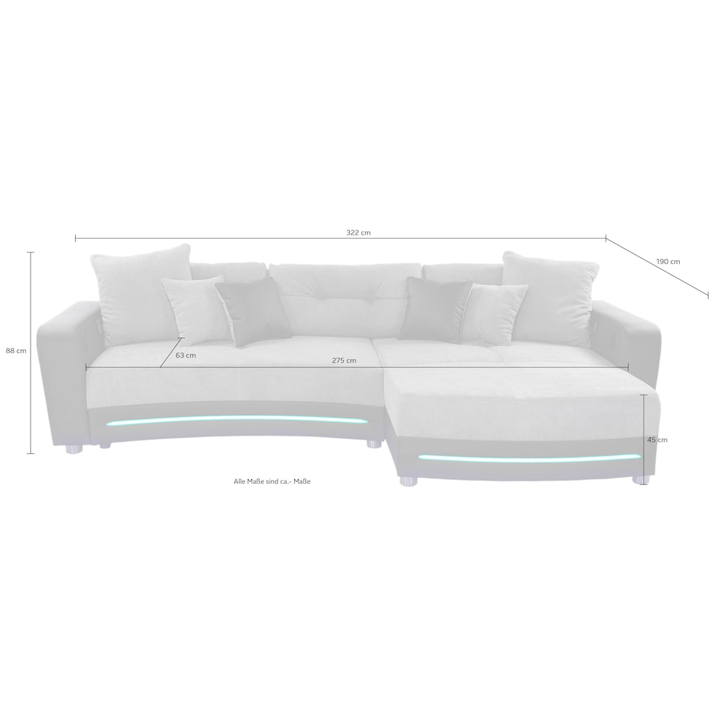 Jockenhöfer Gruppe Ecksofa Laredo, inklusive RGB-LED-Beleuchtung und Bluetooth-Soundsystem