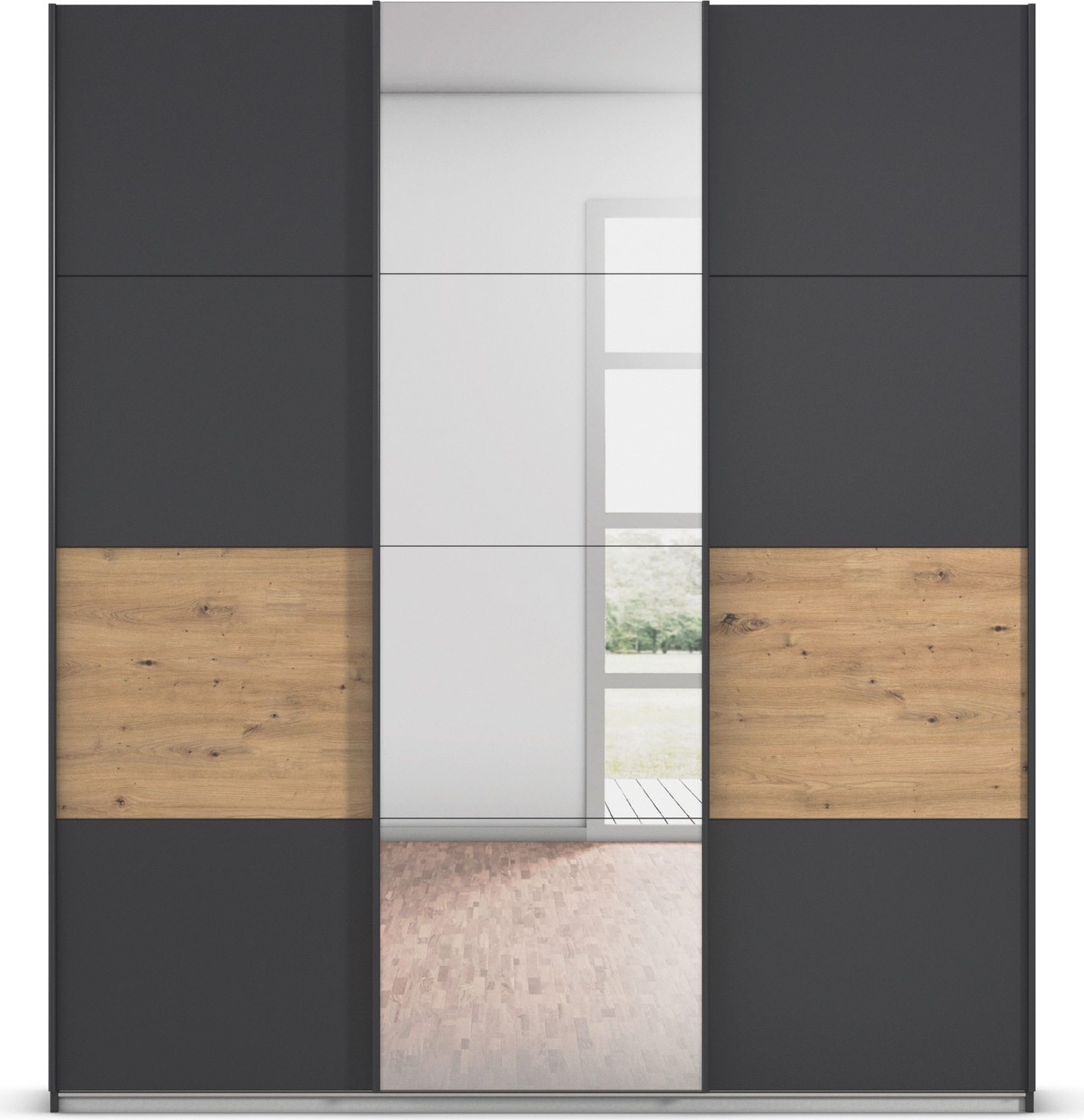 rauch Schwebetürenschrank »Schwebetürenschrank Kleiderschrank Schrank Garderobe CORTONA«, inkl. Inneneinteilung, 2 Stoffboxen und zusätzlichen Einlegeböden