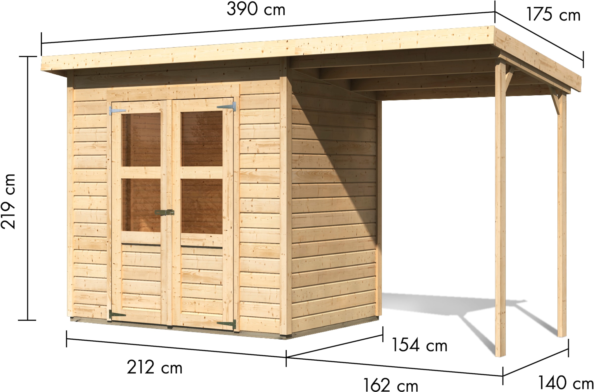 KONIFERA Gartenhaus »Akamaru 3« inkl. Anbaudach