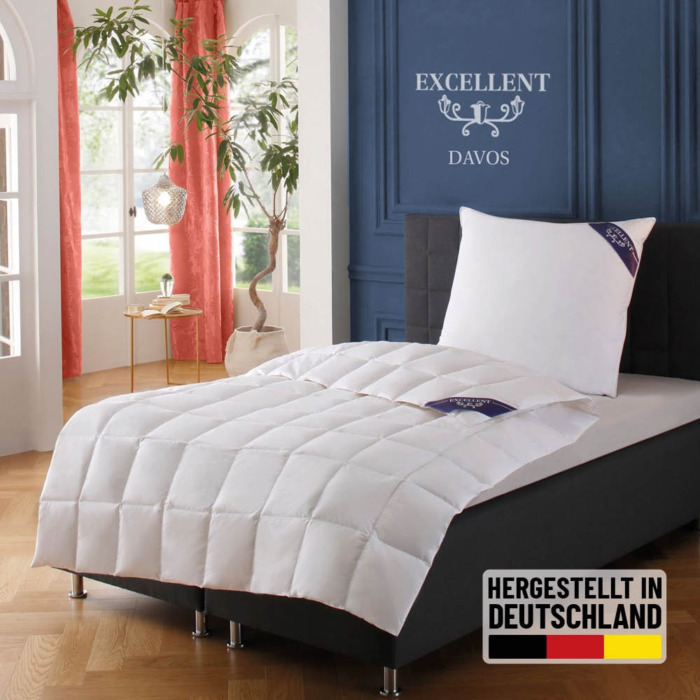 Excellent Gänsedaunenbettdecke "Davos, Bettdecken für Sommer und Winter, Decke" leicht Füllung 100% Gänsedaunen 1 Stk. tlg. Bettdecke 135x200 cm, 155x220cm und weitere Größen, Made in Germany
