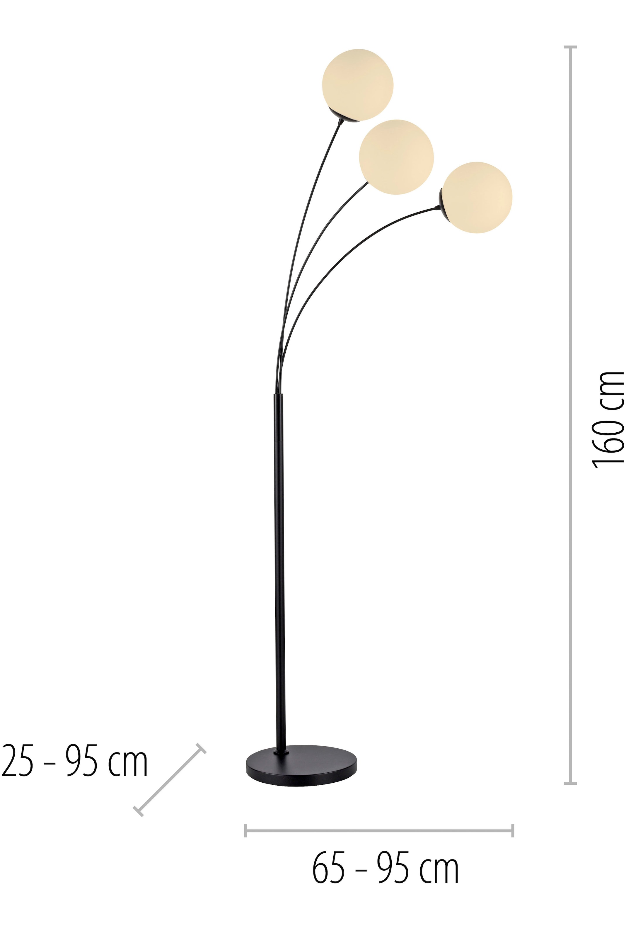 andas Stehlampe »Nymölla«, 3 flammig, Leuchtmittel E14 | ohne Leuchtmittel, Stehleuchte mit großen Glaskugeln amberfarben oder opal matt weiß