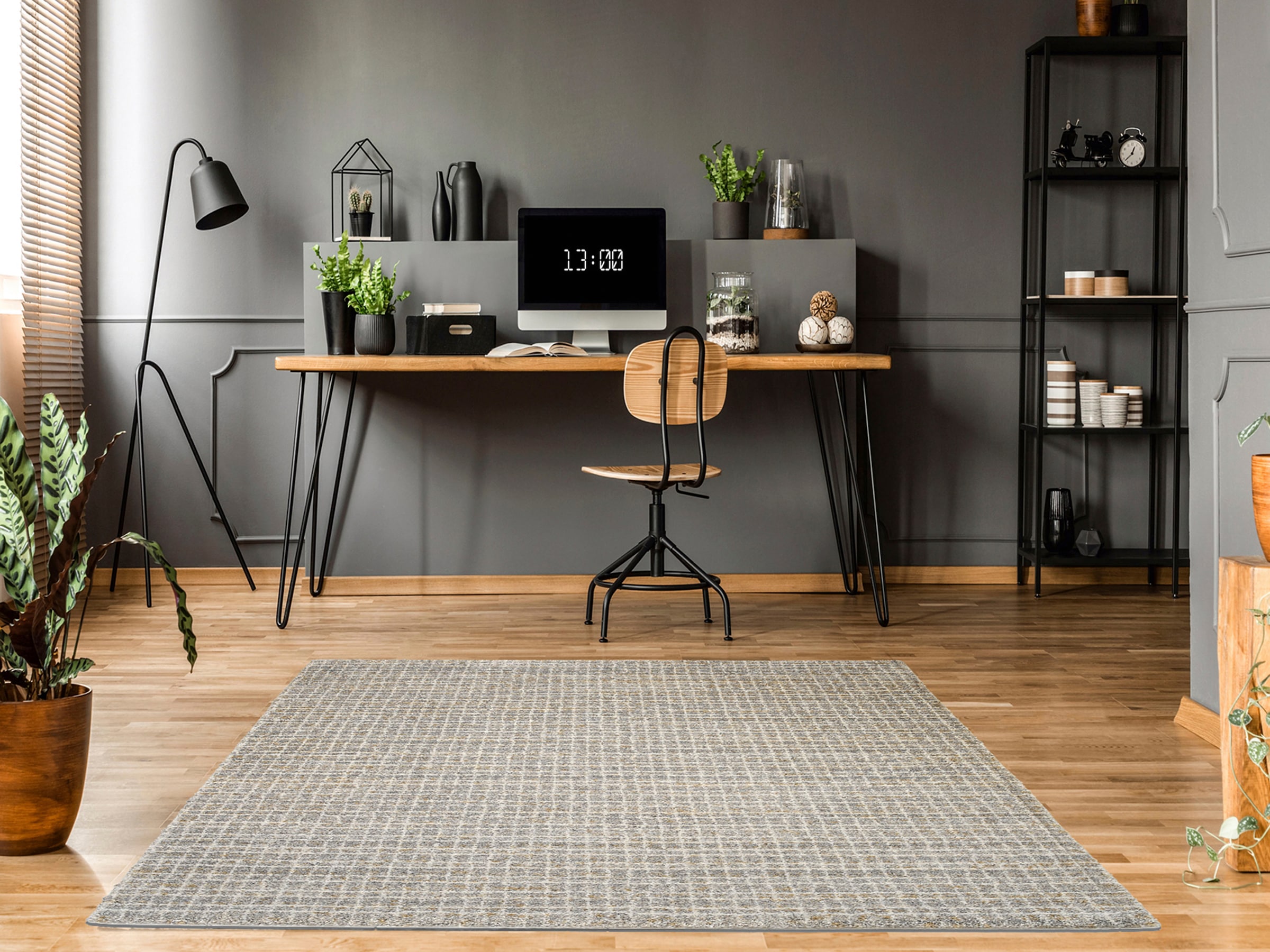 OCI DIE TEPPICHMARKE Teppich »NEW VILLA GEO«, rechteckig, 20 mm Höhe, fein kariertes Design, Wohnzimmer