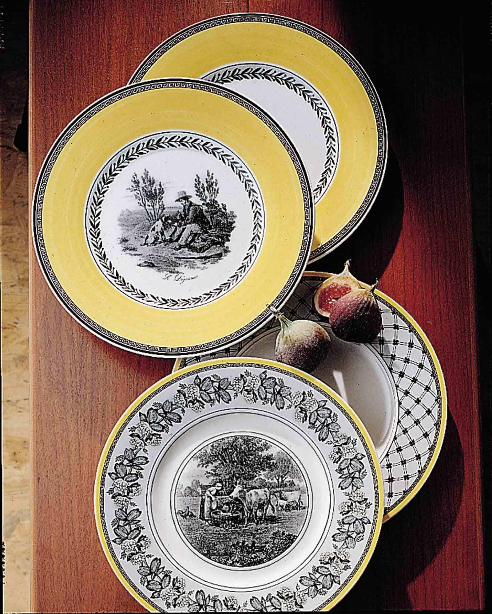 Villeroy & Boch Suppenteller »Suppenteller Audun Chasse ø 24,2 cm 6er Set weiß-grau-gelb«