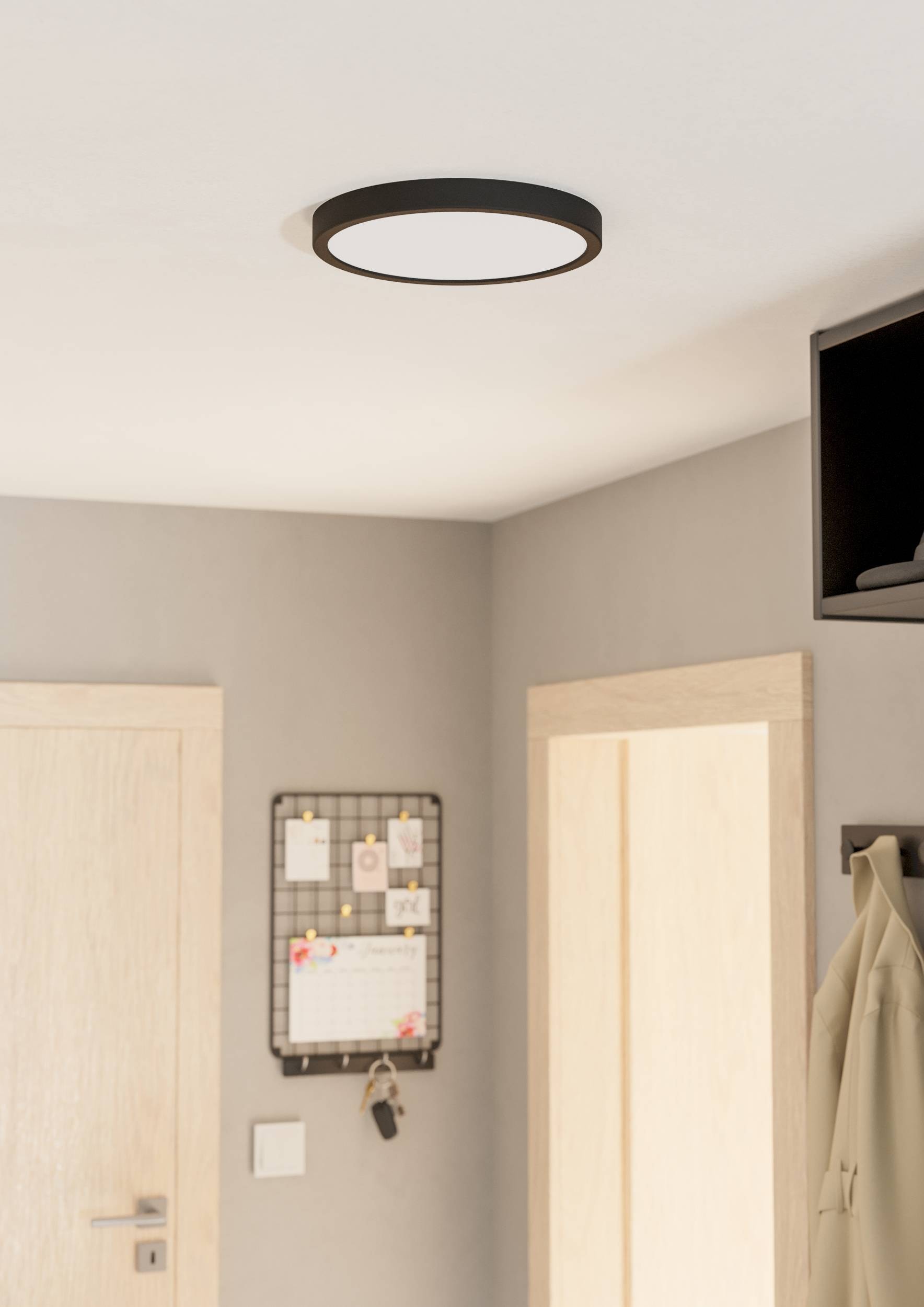 EGLO Aufbauleuchte »Fueva 5 Deckenleuchte, Metall und Kunststoff, schwarz, weiß, Lampe« LED-Modul 1 Stk. Warmweiß Aufbauleuchte dimmbar, Deckenlampe, LED Aufbaulampe, Lampe Decke