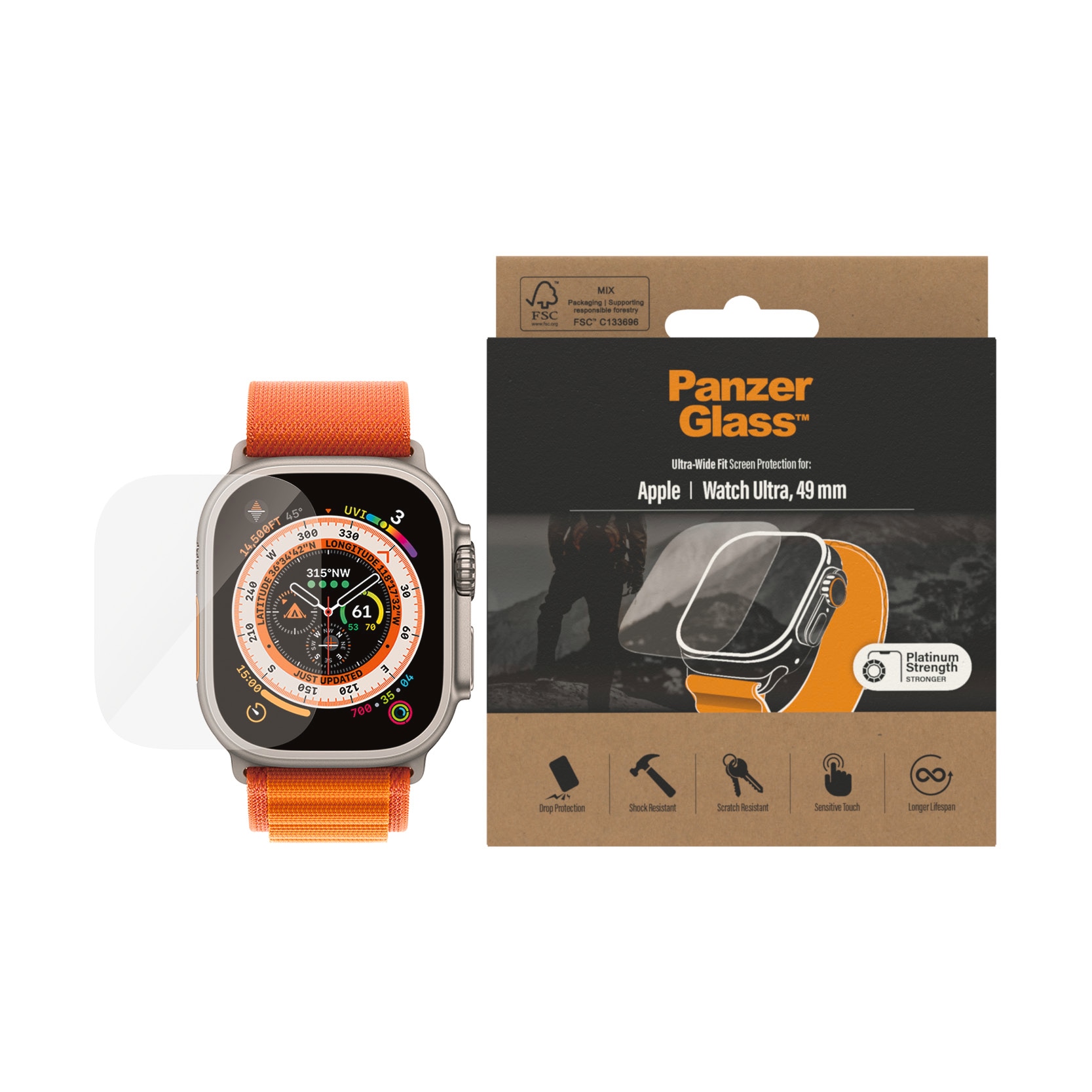 Displayschutzglas »Screen Protector Ultra Wide Fit«, für Apple Watch Ultra 49 mm