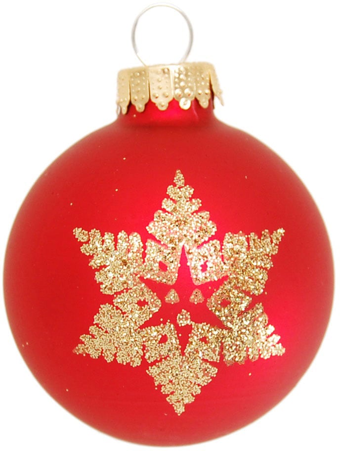 Krebs Glas Lauscha Weihnachtsbaumkugel »Schneeflocke Glas Christbaumschmuck, aus 16 online kaufen bequem St.), Christbaumkugeln Weihnachtsdeko, (Set, rot«