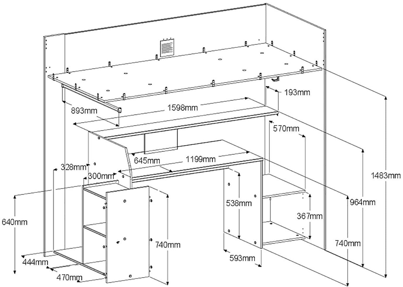 INOSIGN Hochbett »Meddox, NEU! OTTOs Choice, Gamerbett, Jugendbett, LED, Schreibtisch«, (Gesamtaußenmaße B/T/H 203,7/94,4/180 cm), Kleiderstange, viel Stauraum, ideal für kleine Räume, ALL-IN-ONE Bett