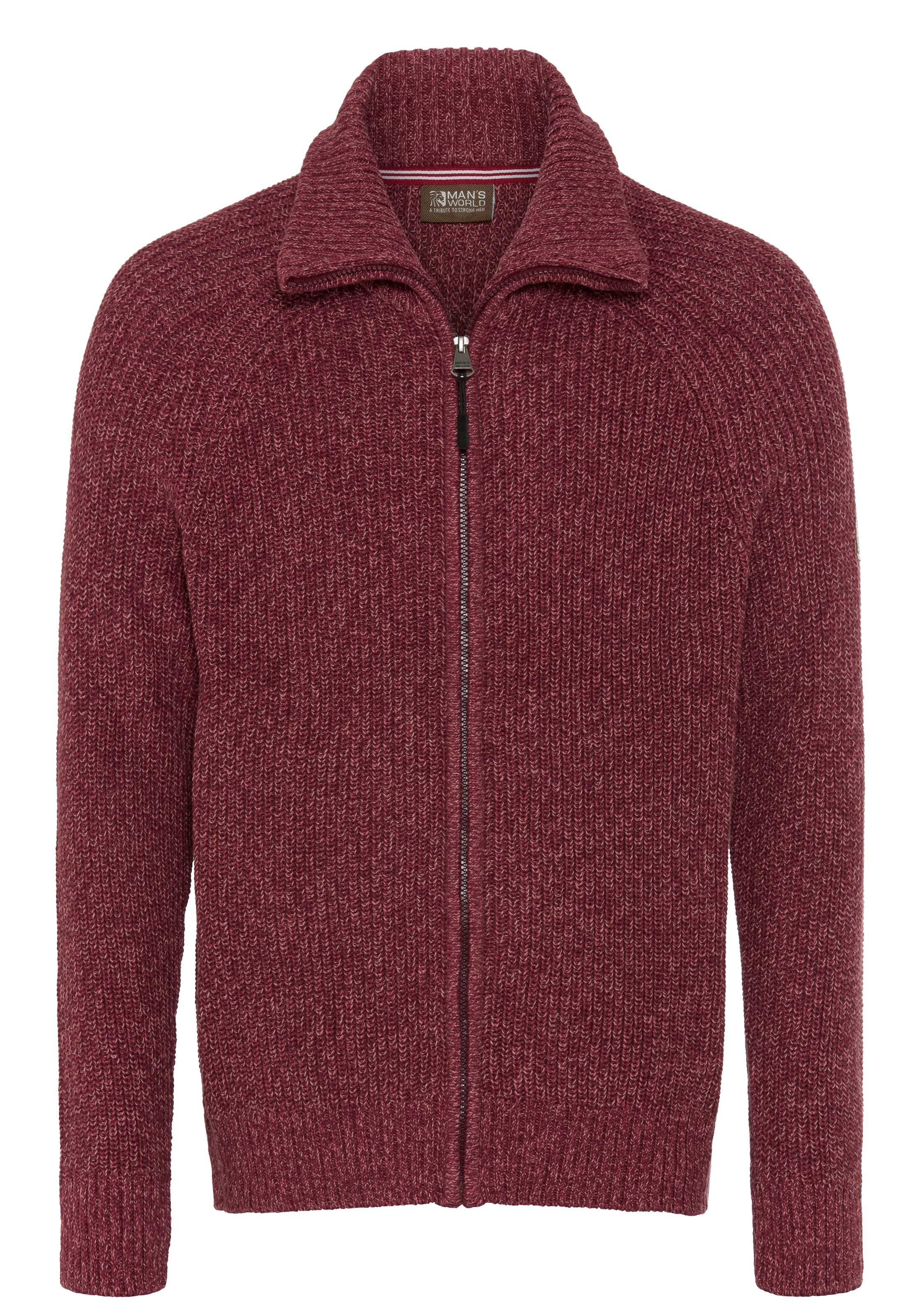 Man's World Strickjacke »Mit Stehkragen & Reißverschluss melierte Optik« regular fit, mit Raglanärmeln