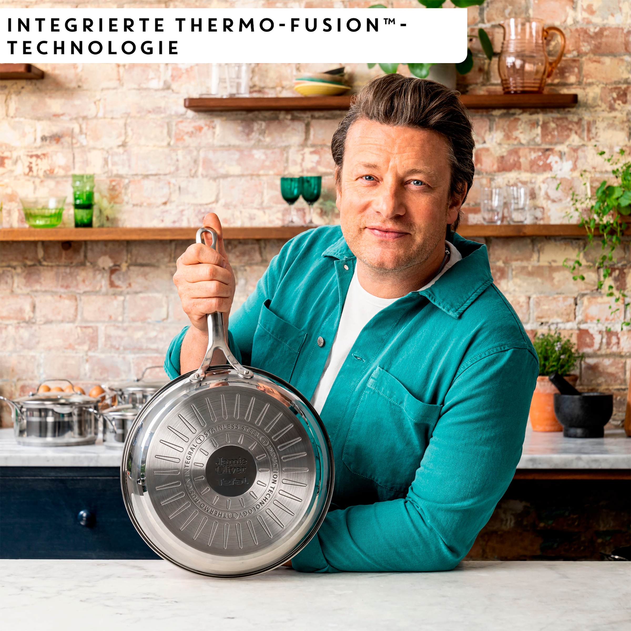 Tefal Bratpfanne »Jamie Oliver E31104 Cook Smart« Edelstahl 18/10 unbeschichteter Edelstahl, Thermo-Fusion, induktionsgeeignet
