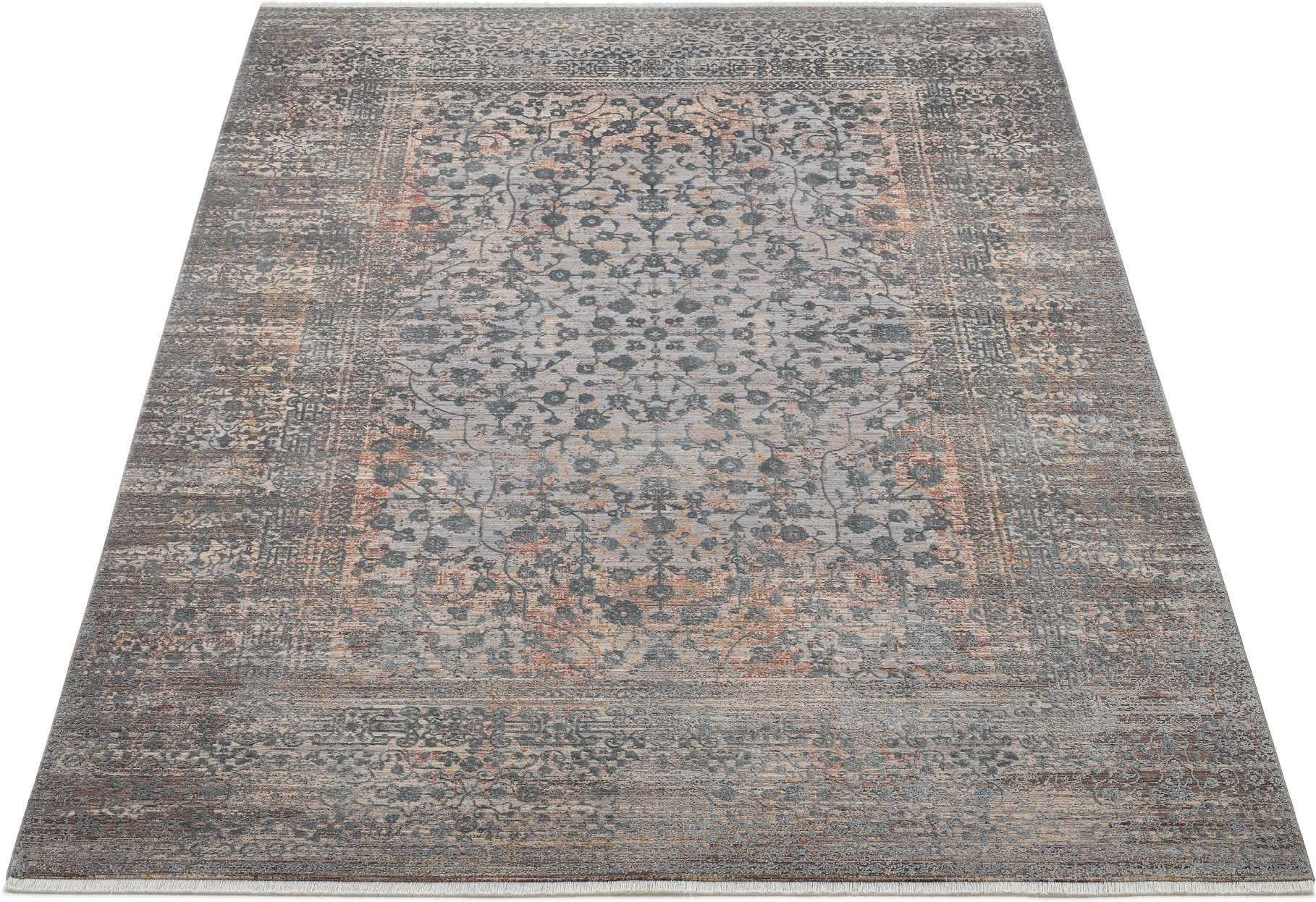 OCI DIE TEPPICHMARKE Teppich »FARBEN CAESAR« rechteckig 7 mm Höhe Klassisches Muster, eingefasst, in 3-D-Optik, mit Fransen