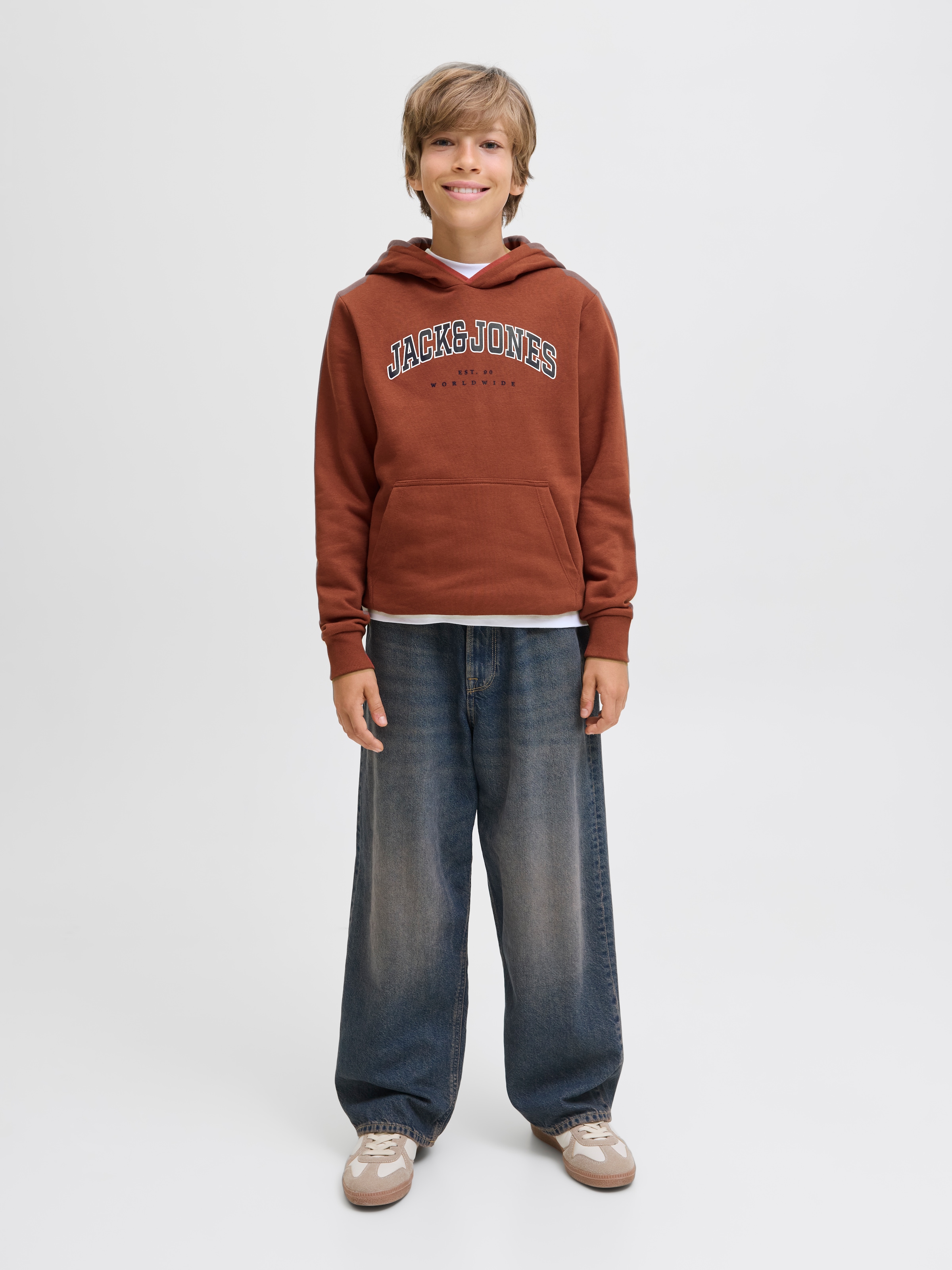 Jack & Jones Junior Kapuzensweatshirt »JJECALEB VARSITY SWEAT HOOD NOOS JNR«
