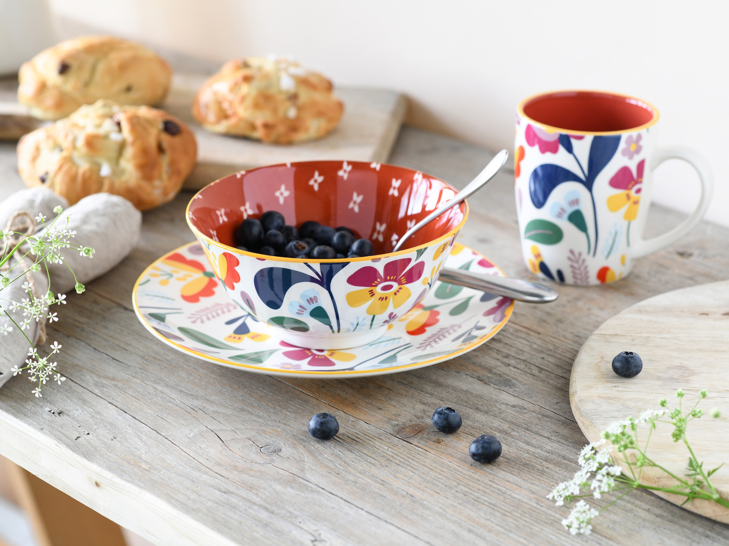 CreaTable Teller-Set »Folklore Bunt, Teller Set 12-tlg« Blumenmotive