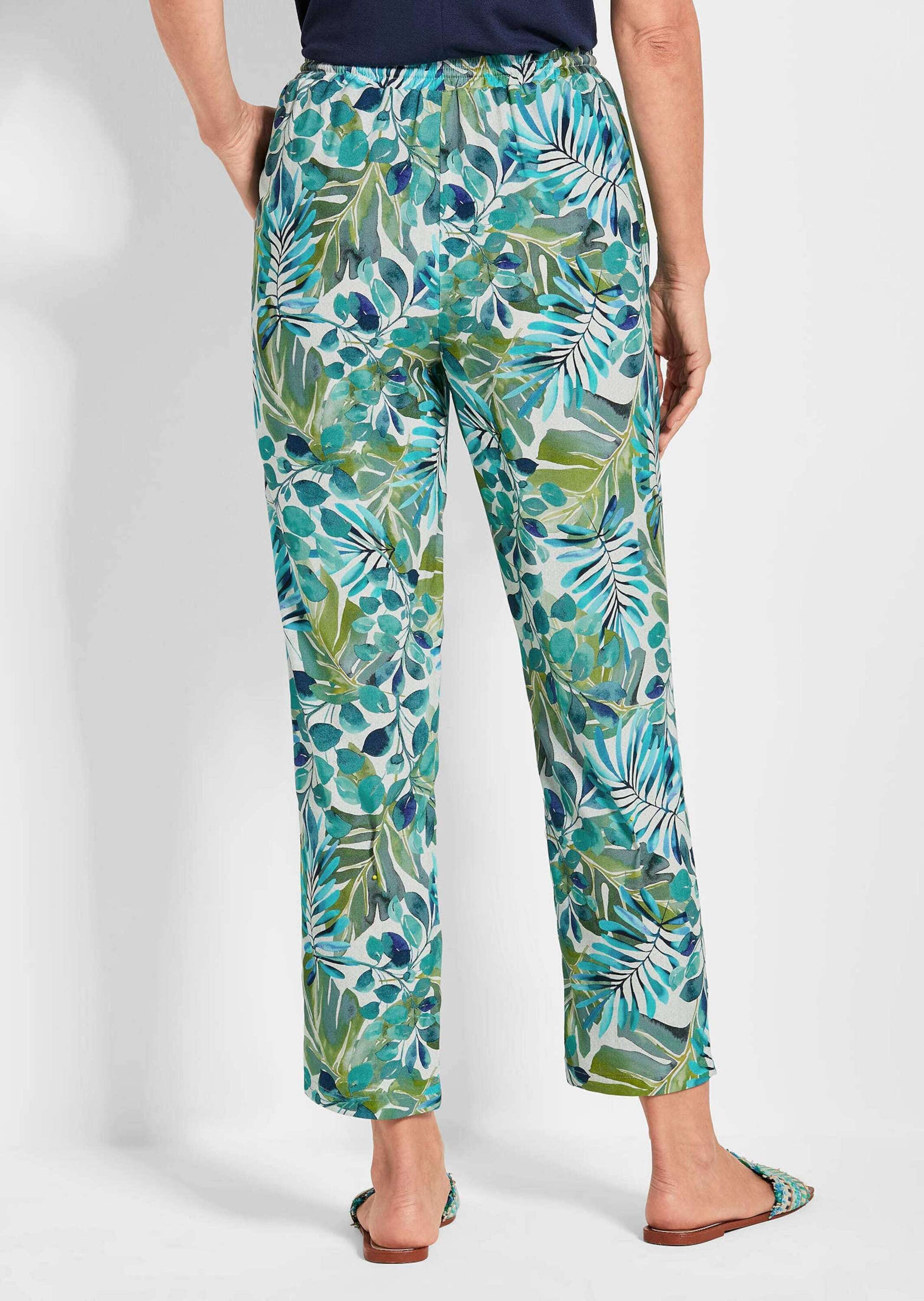 GOLDNER Stoffhose »Kurzgröße Florale Schlupfhose SARA grün«