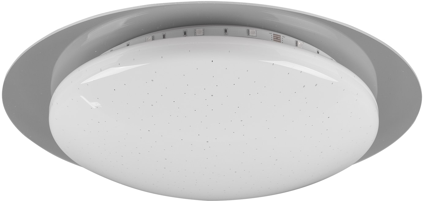 REALITY Leuchten LED Deckenleuchte »Joleen«, 1 flammig, Leuchtmittel LED-Board | LED fest integriert, Ø 35 cm mit RGB Backlight, Starlight-Effekt, inkl. Fernbed., Dimmer