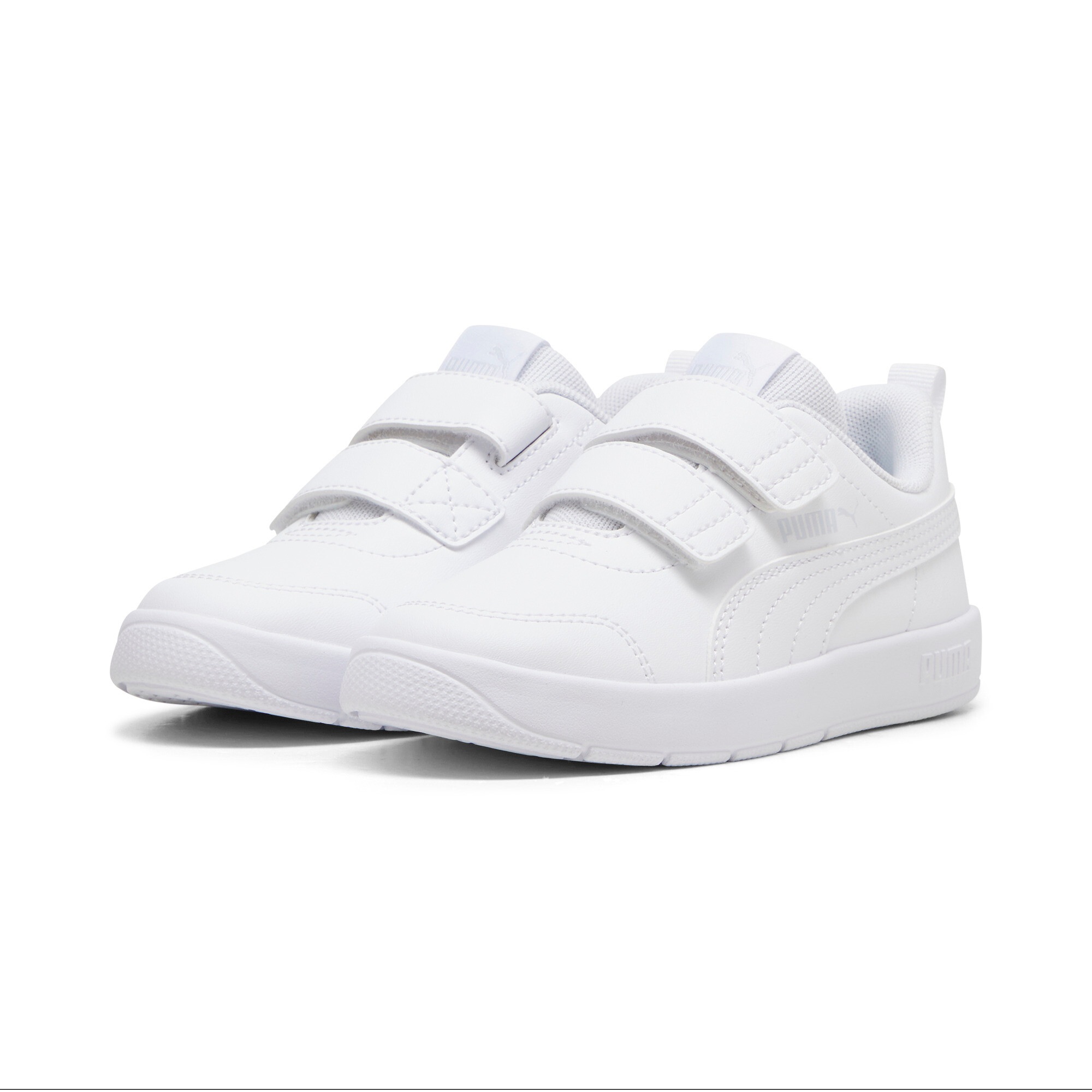 PUMA, Unisex, Sneaker »COURTFLEX V3 V PS« für Kinder, PUMA White-PUMA White-Silver Mist, 30, PUMA White-PUMA White-Silver Mist, Regular Fit