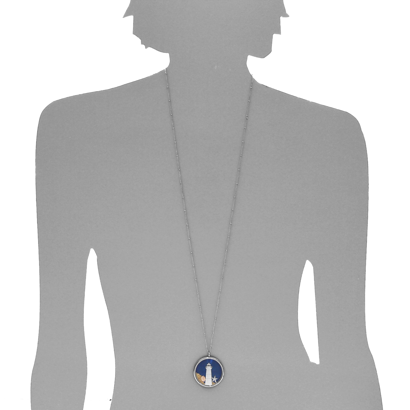 OSTSEE-SCHMUCK Kette mit Anhänger »- Leuchtturm 38 mm blau - Edelstahl - ohne Stein«
