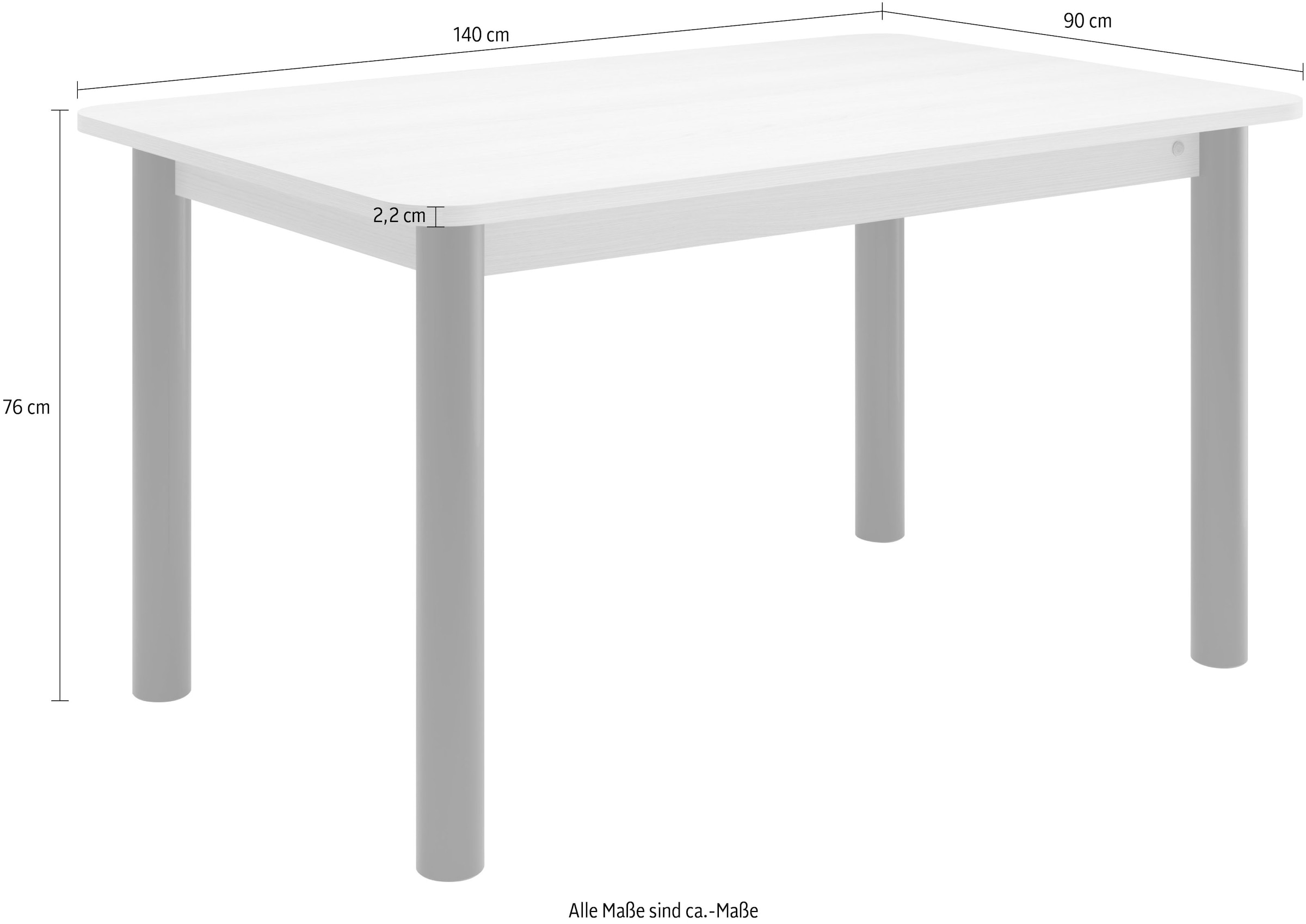 TOM TAILOR HOME Esstisch »COLOR TABLE«, (1 St.), Esstisch, 4-Fuß, 3 Größen, 3 Dekorfarben, 4 Fußfarben, ABS-Kante