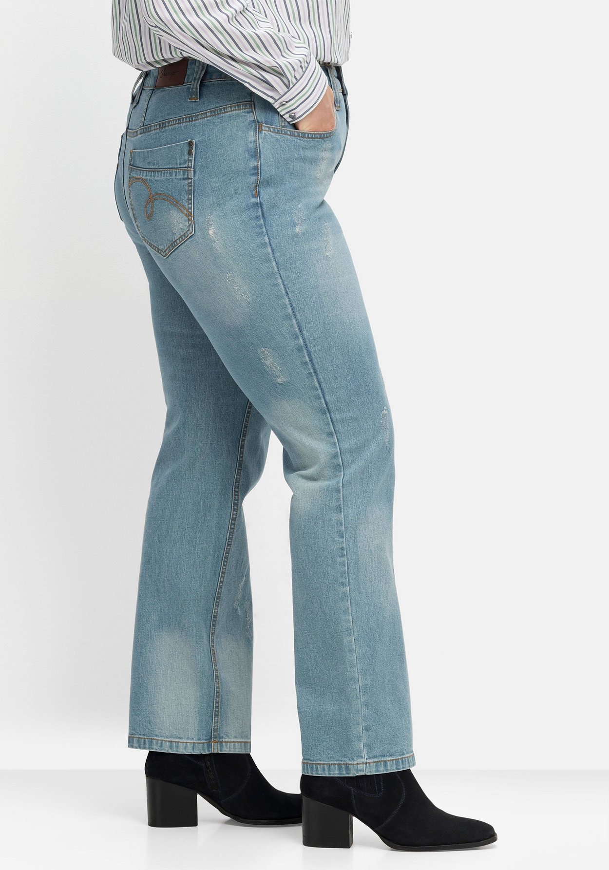 Sheego Gerade Jeans »Jeans mit Destroyed-Effekten, extralang«