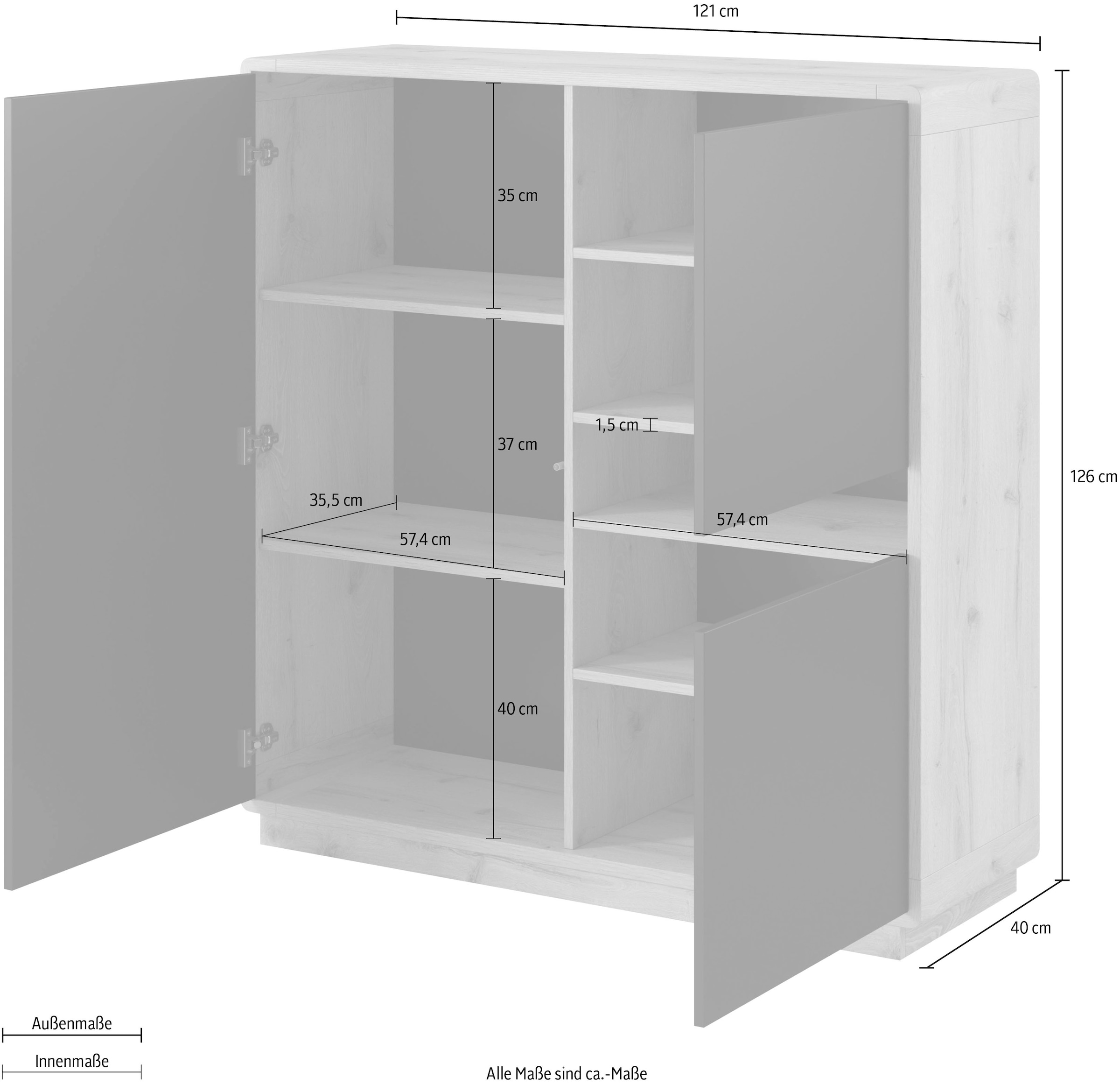 INOSIGN Highboard »ASTON«, Breite 121 cm.