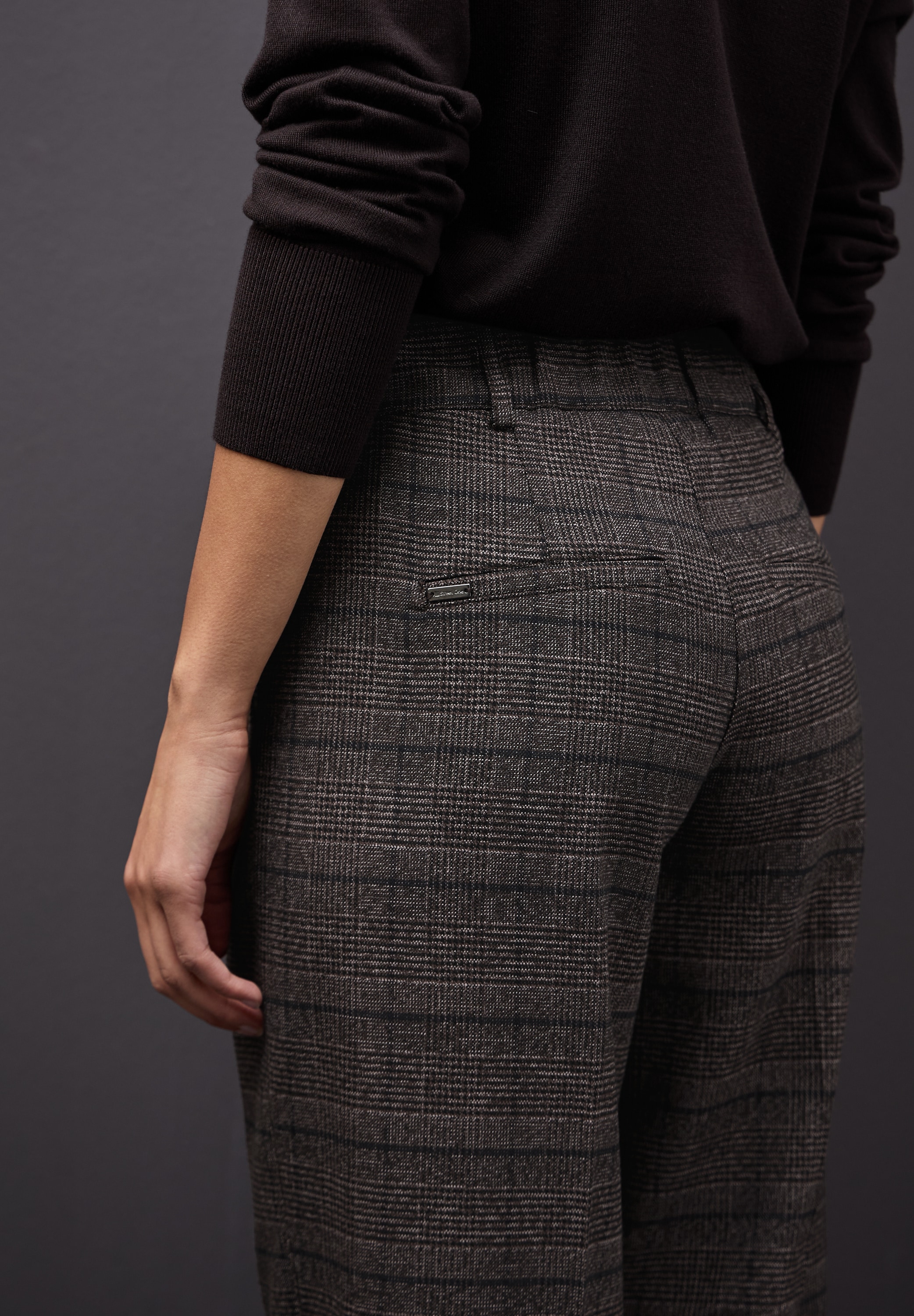 STREET ONE Stoffhose  kariert, mit geradem Bein und Stretch