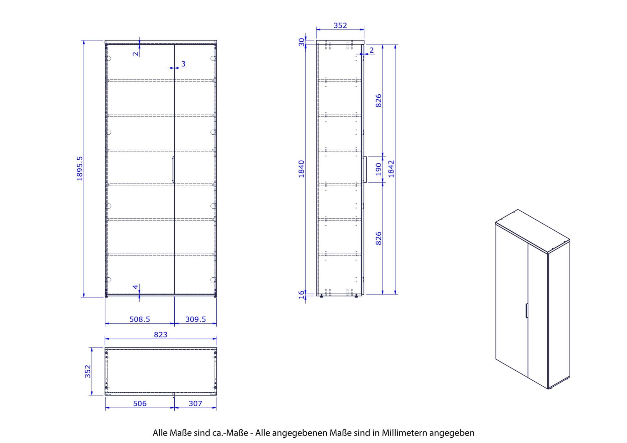 Composad Mehrzweckschrank »Mehrzweckschrank, Multifunktionsschrank, Allzweckschrank«, (1 St.), Mit 2 Türen hochglanz lackiert