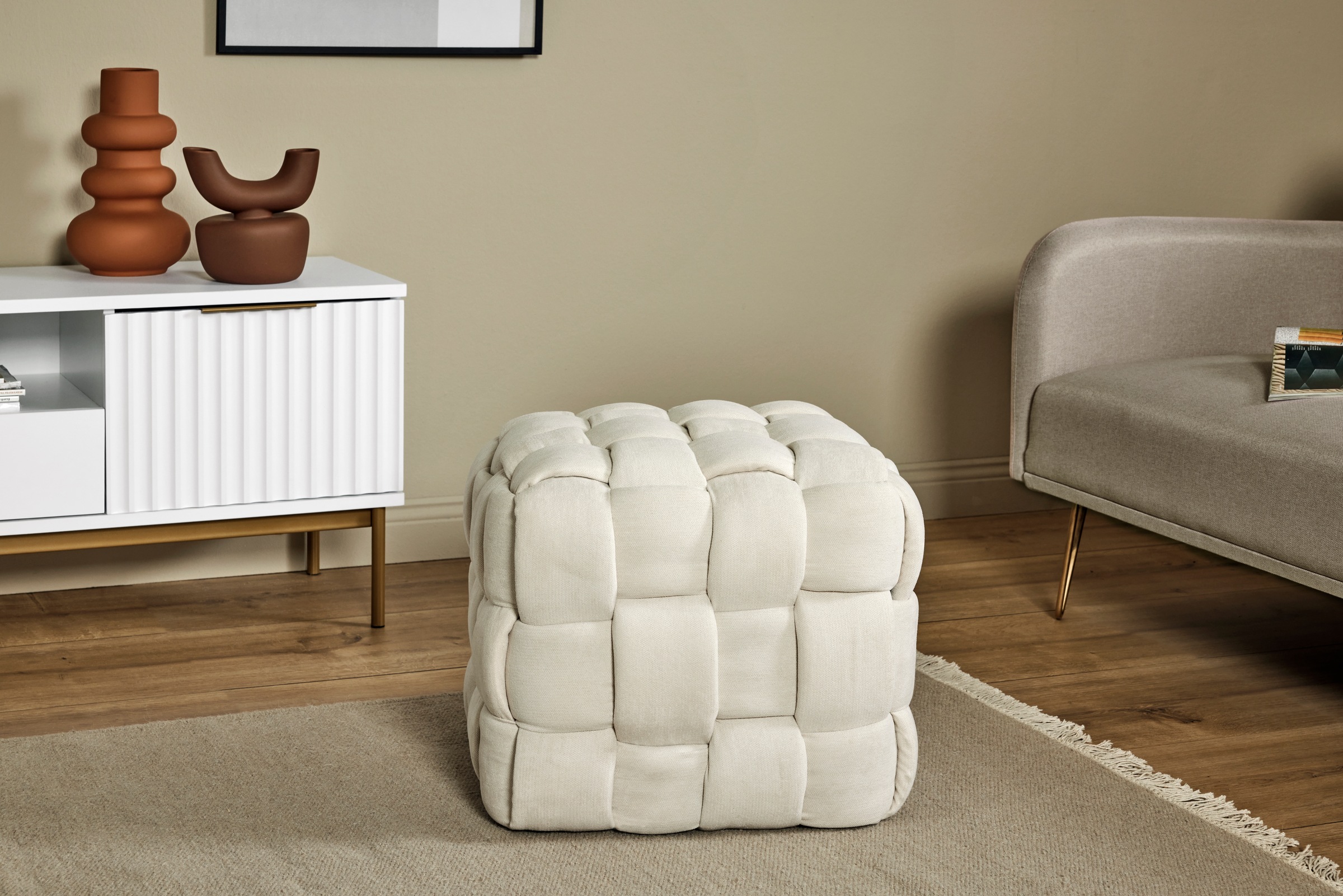 Jahnke Hocker »WEB ART S« Hocker, Couchtisch, Beistelltisch gepolstert in edler Flechtoptik