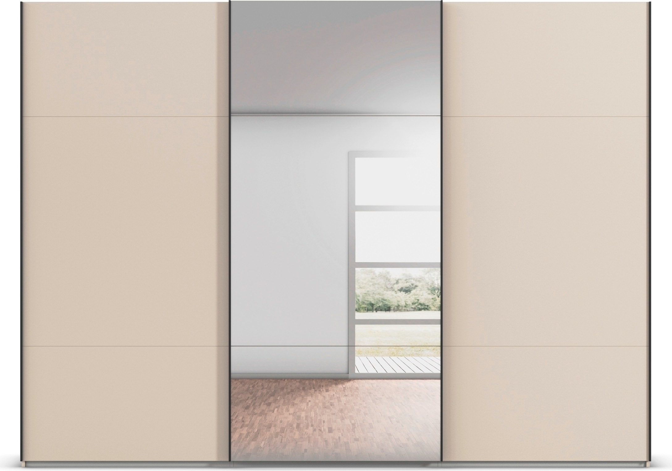 rauch Schwebetürenschrank »Kleiderschrank Schrank Garderobe Schlafzimmerschrank CONTIDO«, (in 3 verschiedenen Ausstattungen BASIC/CLASSIC/PREMIUM), aus hochwertigem Material in 6 Breiten 2 Griff-Farben MADE IN GERMANY