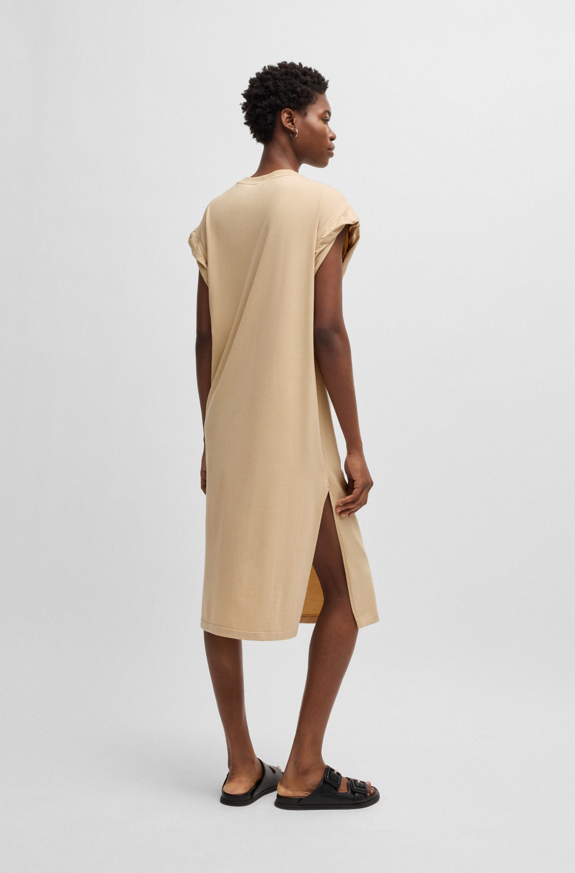 BOSS ORANGE Jerseykleid »Edress Premium Damenmode«, mit Schlitzen, Logoschriftzug