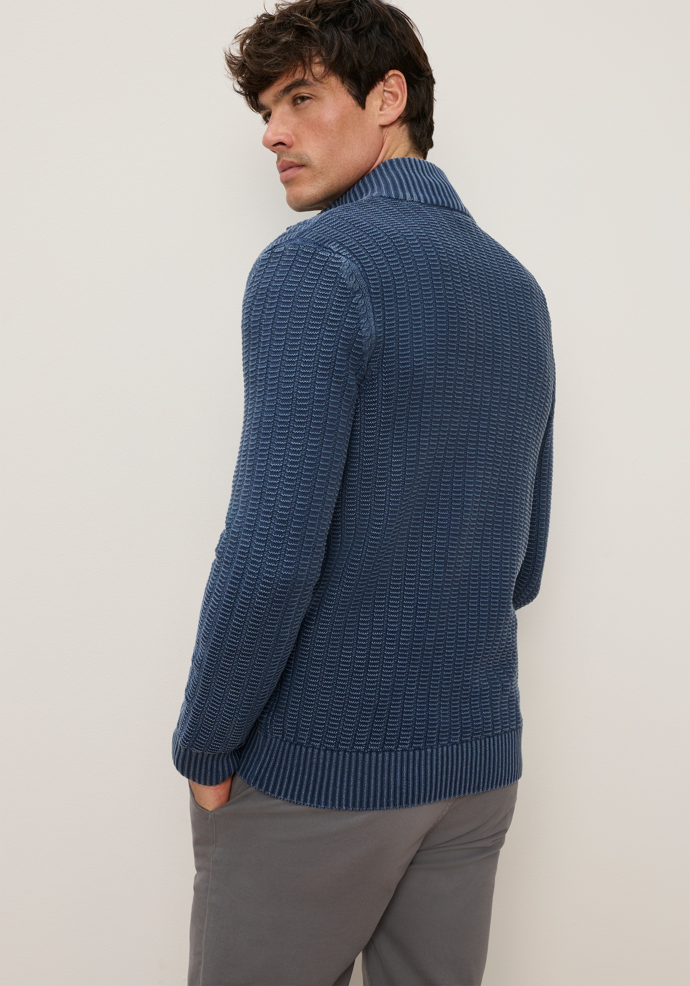 Man's World Strickjacke »Neue Kollektion! Highlight washed Strickstruktur« Regular Fit, Strukturmuster, mit Stehkragen, mit Reißverschluss