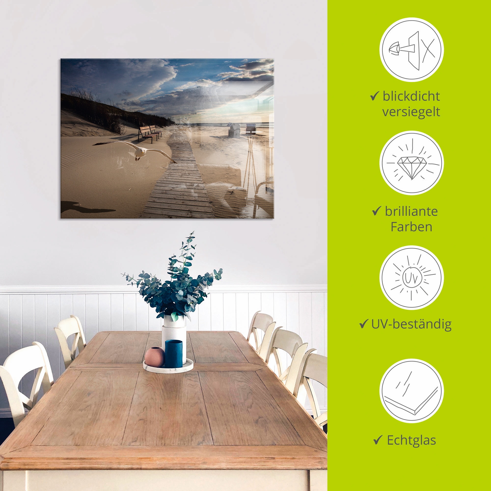 Artland Glasbild »Strandimpressionen« Strand 1 Stk. tlg. in verschiedenen Größen