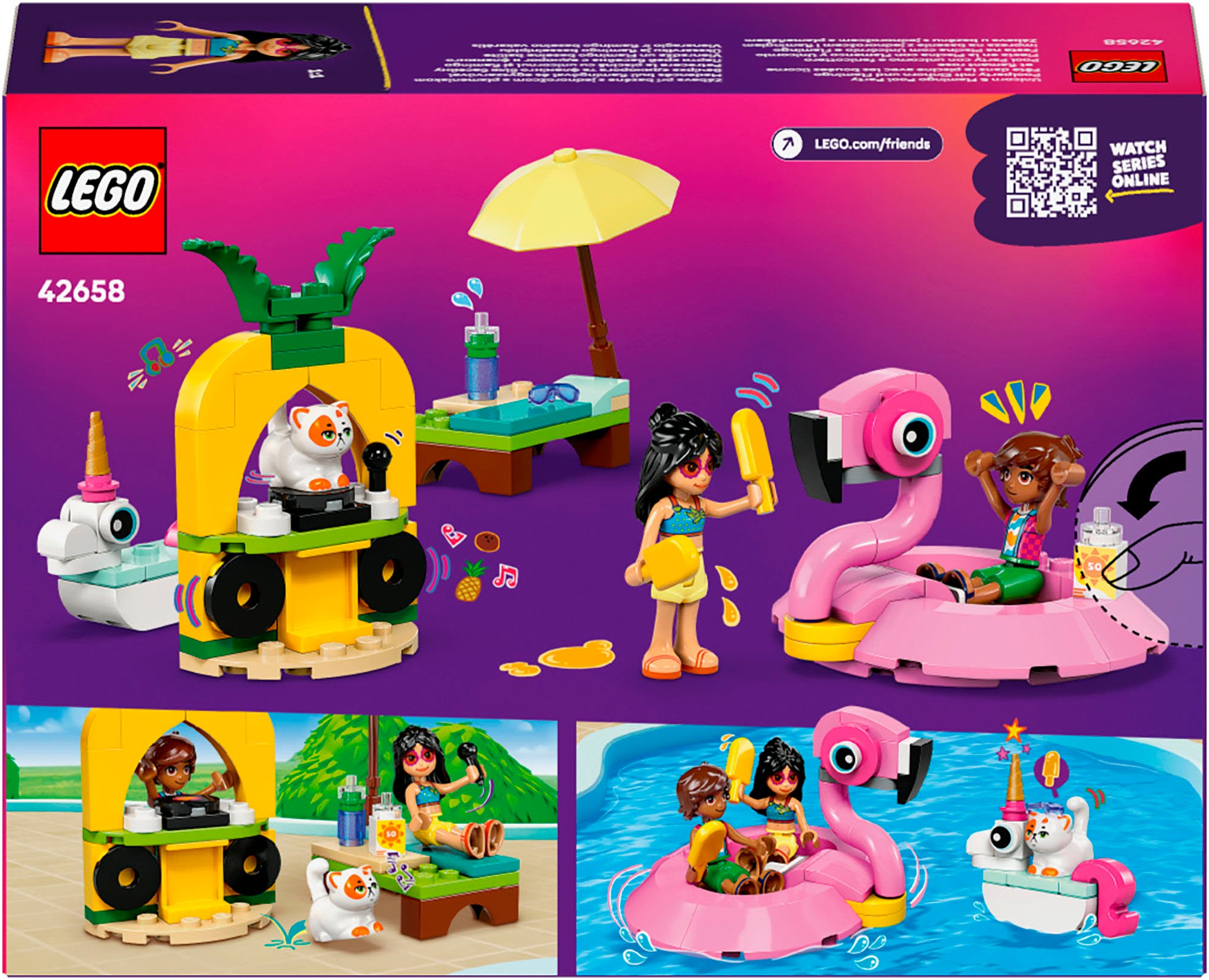 LEGO® Konstruktionsspielsteine »Poolparty mit Einhorn und Flamingo (42658), LEGO Friends«, (99 St.), Made in Europe