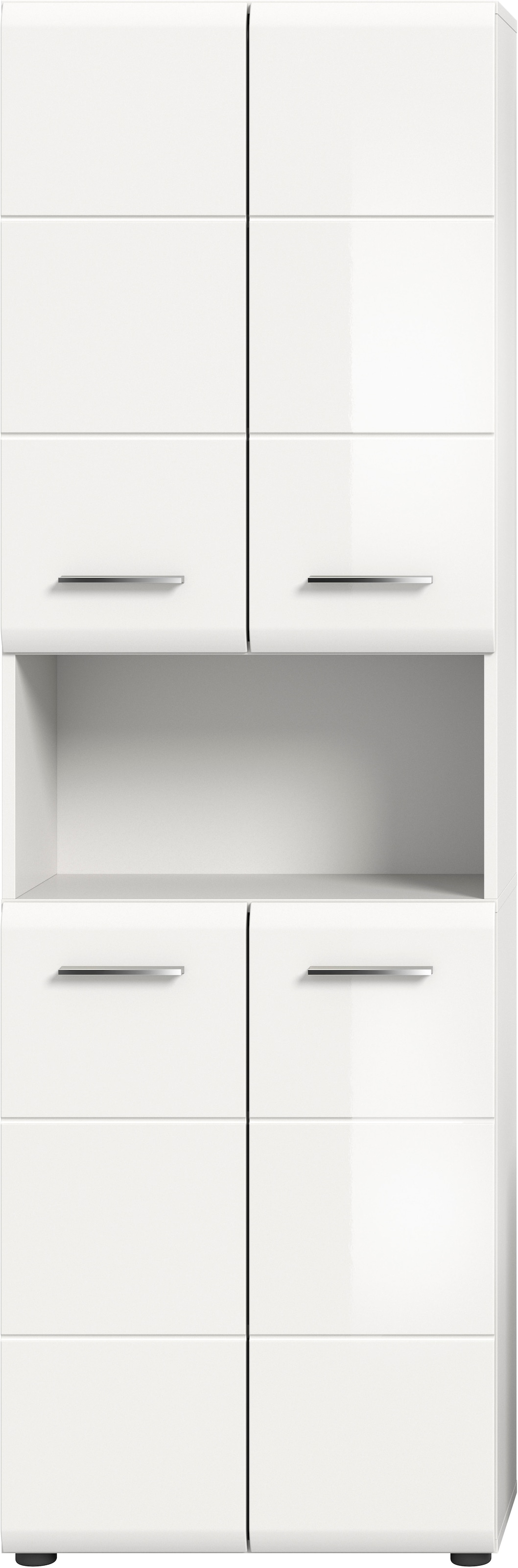 INOSIGN Hochschrank »FLORENZ, TOPSELLER!, Höhe 185 cm, 4 Türen, 4 Fachböden, 1 offenes Fach«, hochwertige MDF Front, Griff chromglänzend, Badschrank, Bad