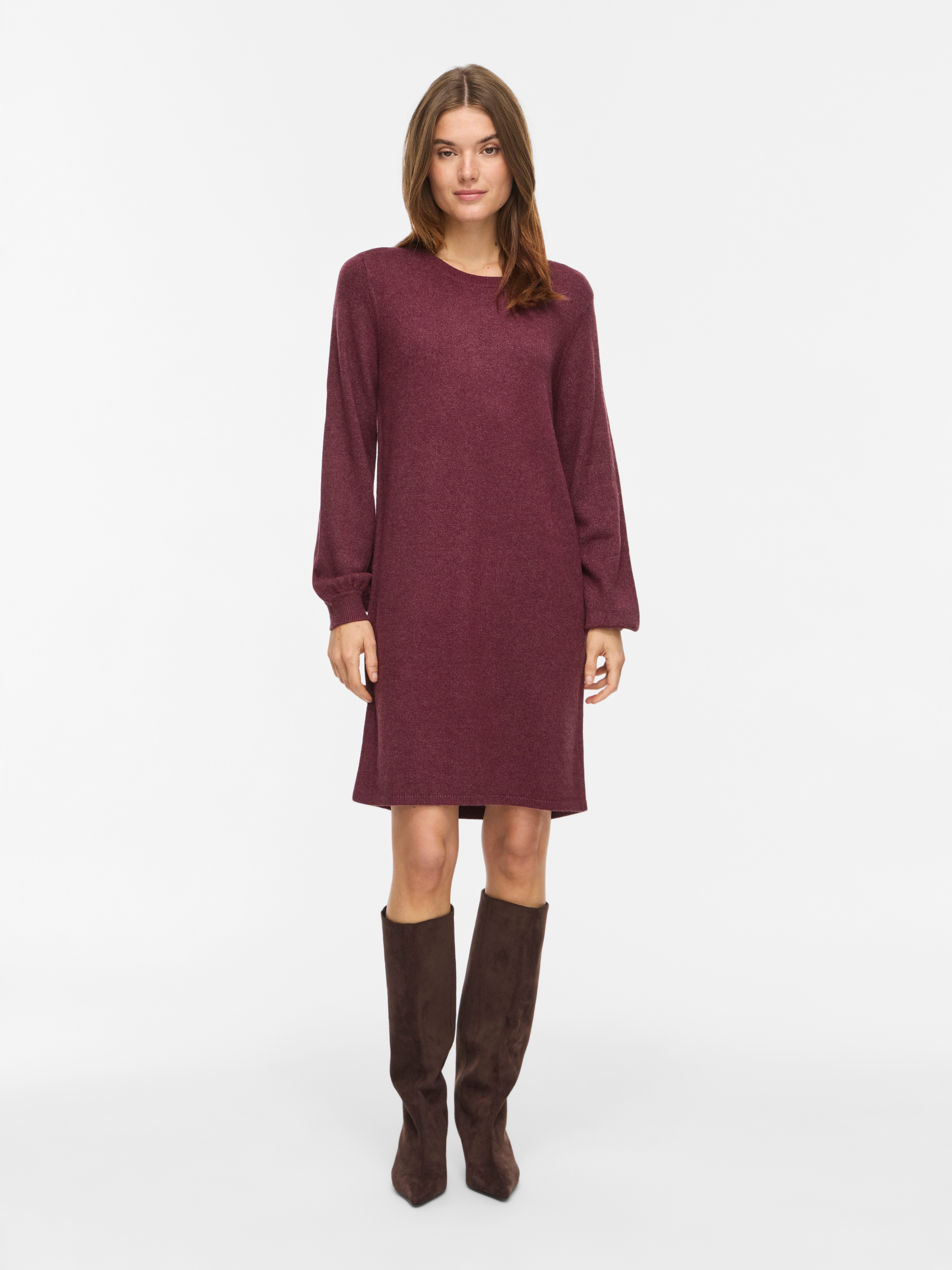 Vila Strickkleid »VIRIL L/S VOLUME SLEEVE KNIT DRESS-NOOS« Materialmix, normal geschnitten