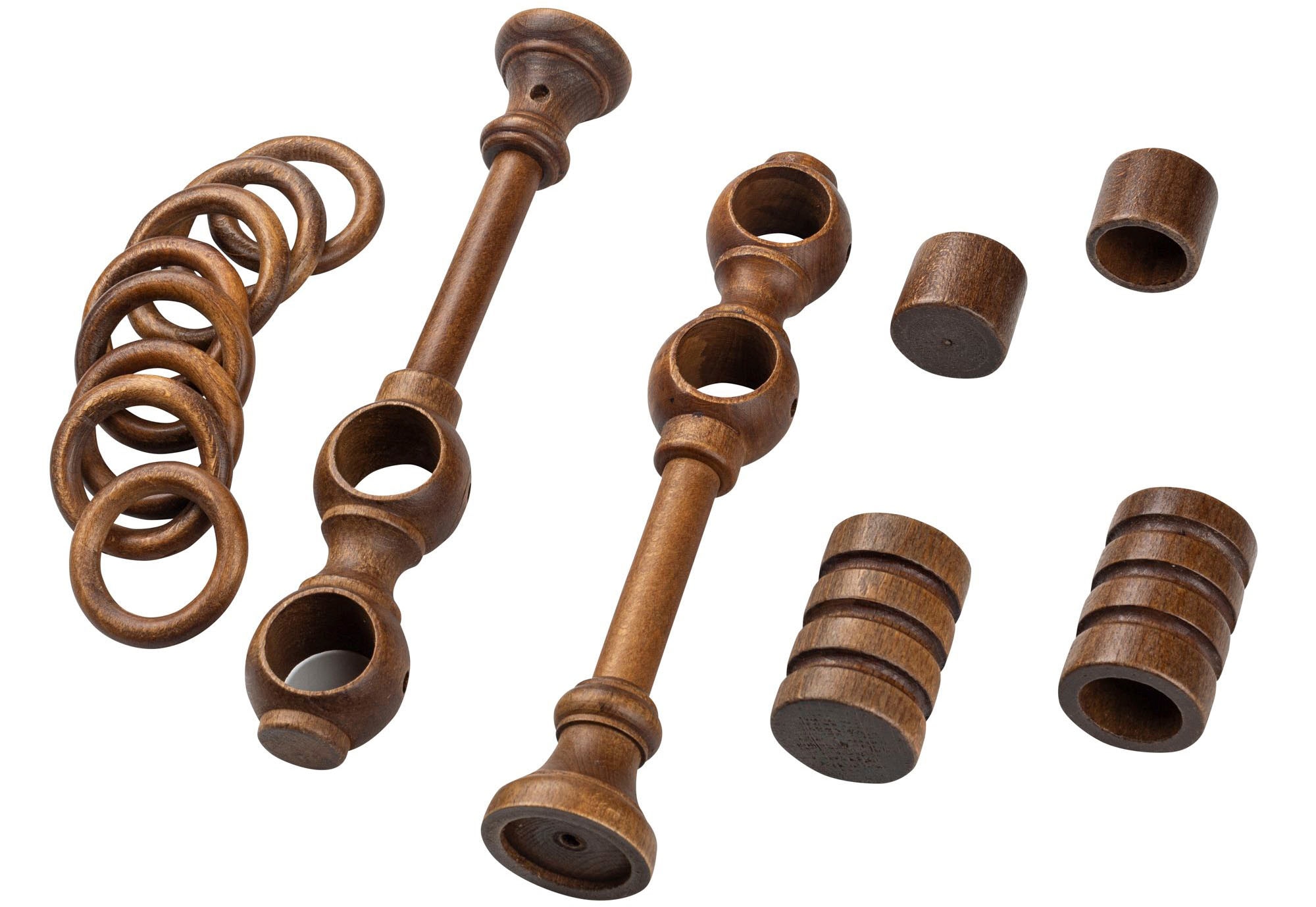 SN DECO GROUP Gardinenstange »Pisa«, 2 läufig-läufig, Fixmaß, 28 mm, Holz, verschiedene Längen und Farben, Komplettset