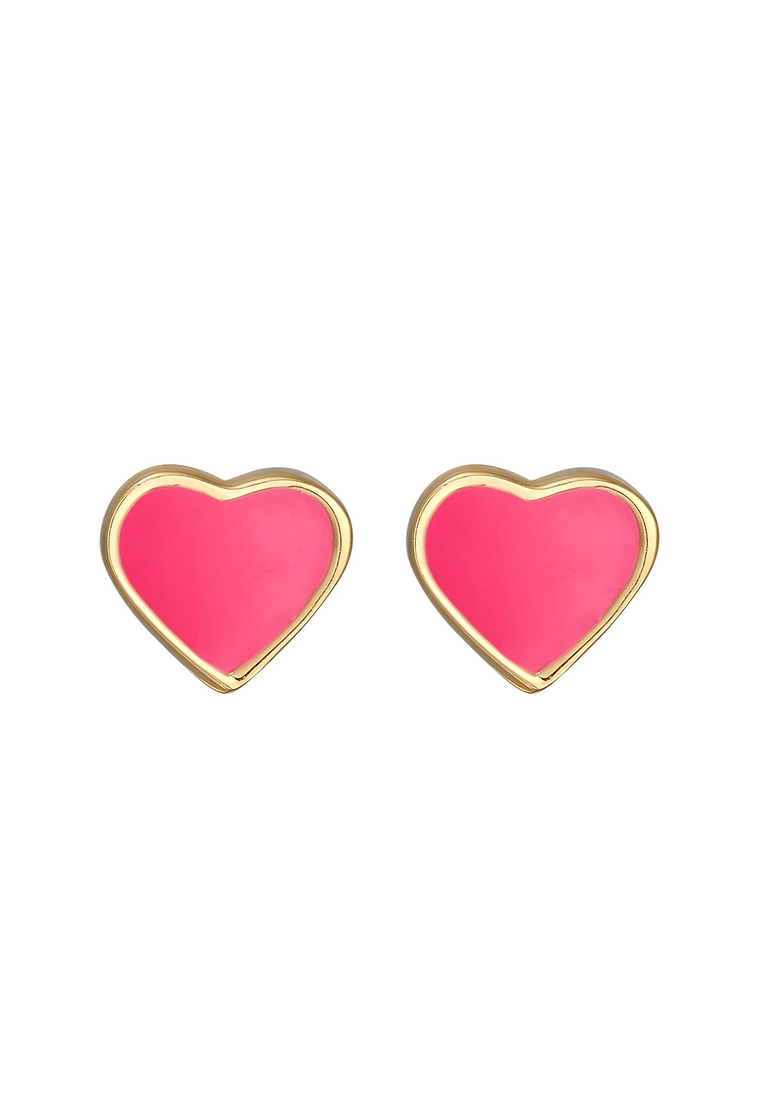 Elli Paar Ohrstecker »Ohrringe Kinder Herz Stecker Rosa Emaille 925 Silber«