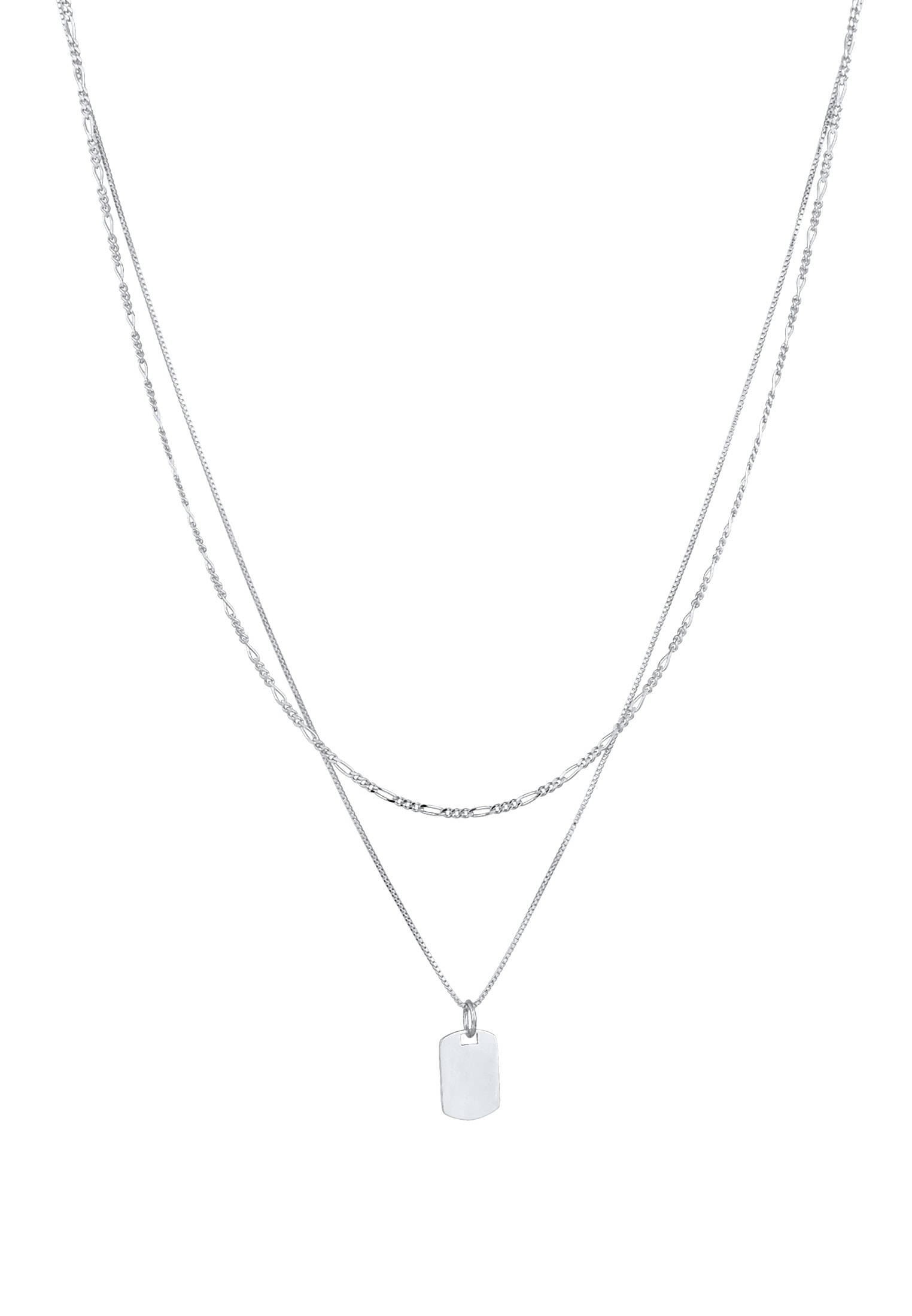 Kuzzoi Kette mit Anhänger »Halskette Herren Layer Figaro Venezianer Platte 925 Silber«