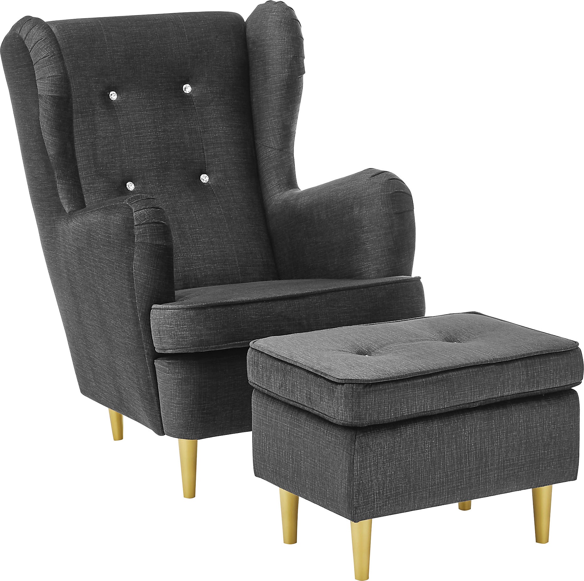 ED EXCITING DESIGN Hocker »Tom«, mit Strasssteinen & goldenen Füßen
