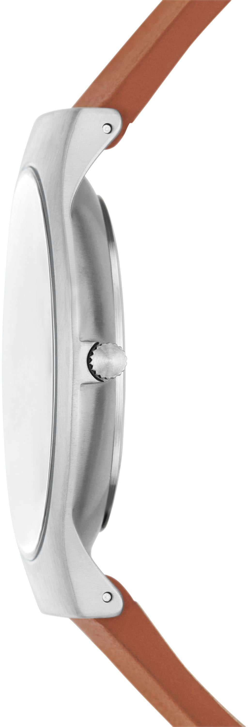 Skagen Quarzuhr »SUNDBY«, Armbanduhr, Herrenuhr, Damenuhr, Datum, Titan, Lederarmband