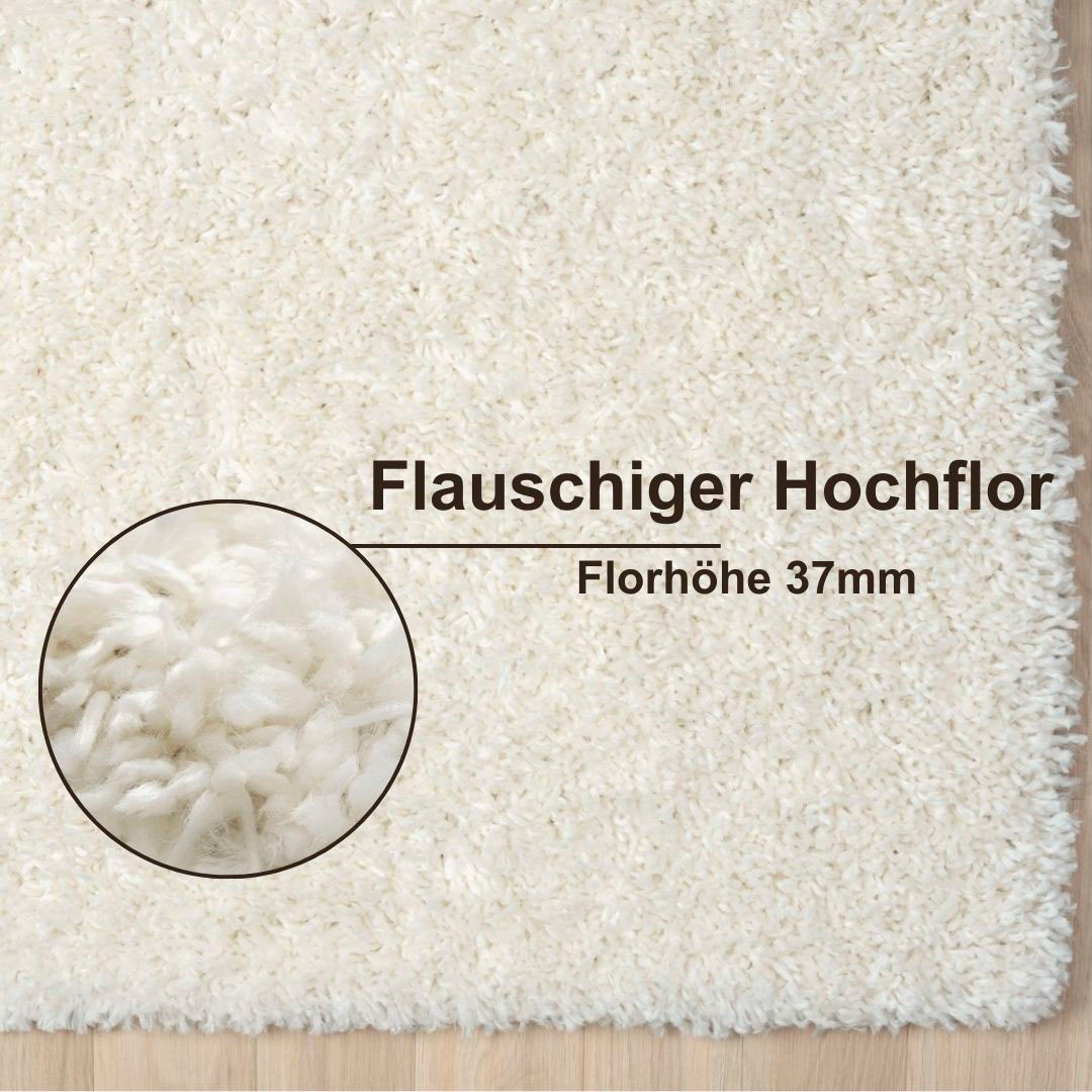 Myflair Möbel & Accessoires Hochflor-Bettumrandung »My Shaggy«, (3 tlg.), Shaggy, Uni-Farben, leicht glänzend, extra flauschig, Läufer-Set
